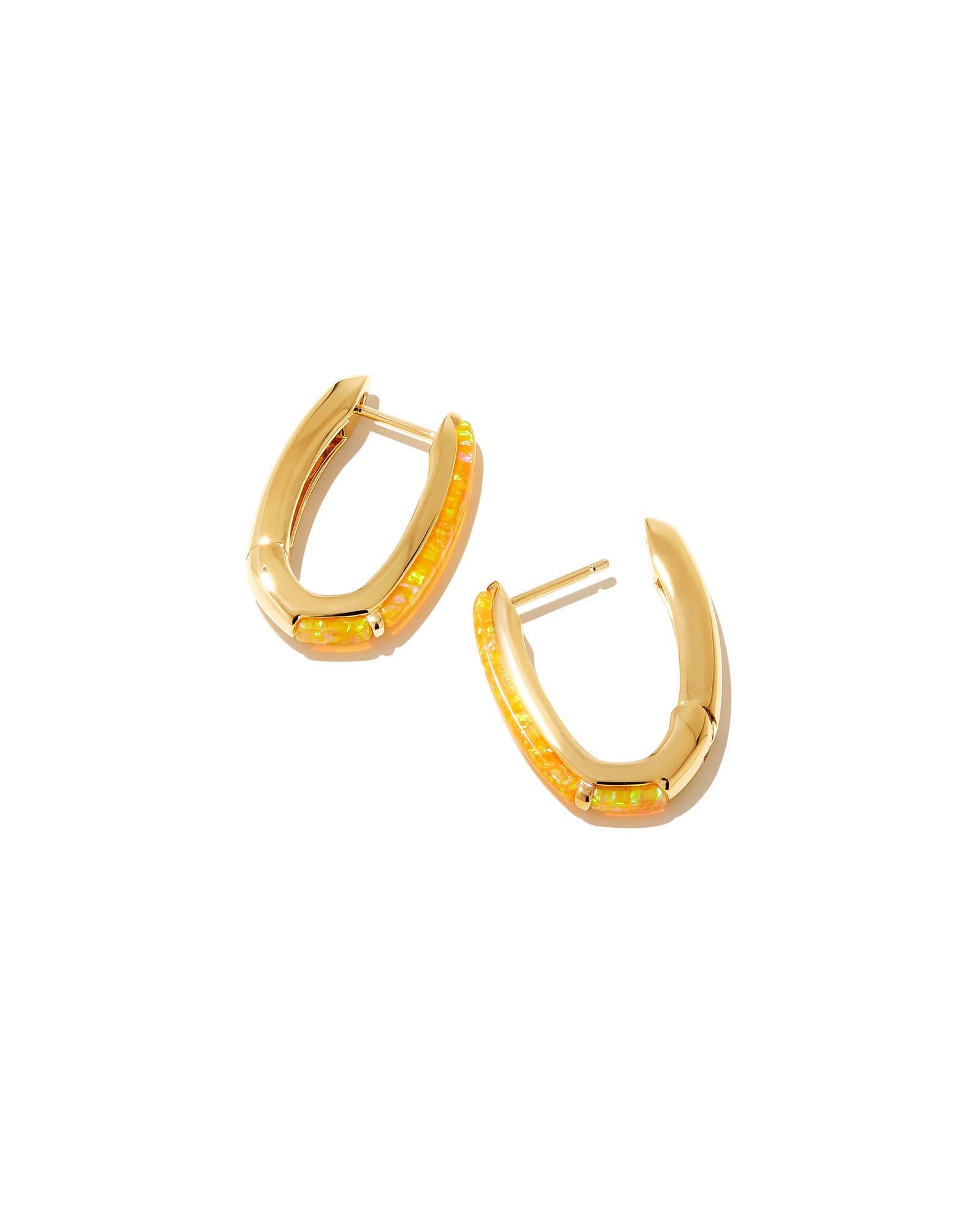 Ellen Opal 18k Gold Vermeil Huggie Earrings in Citrus Kyocera Opal