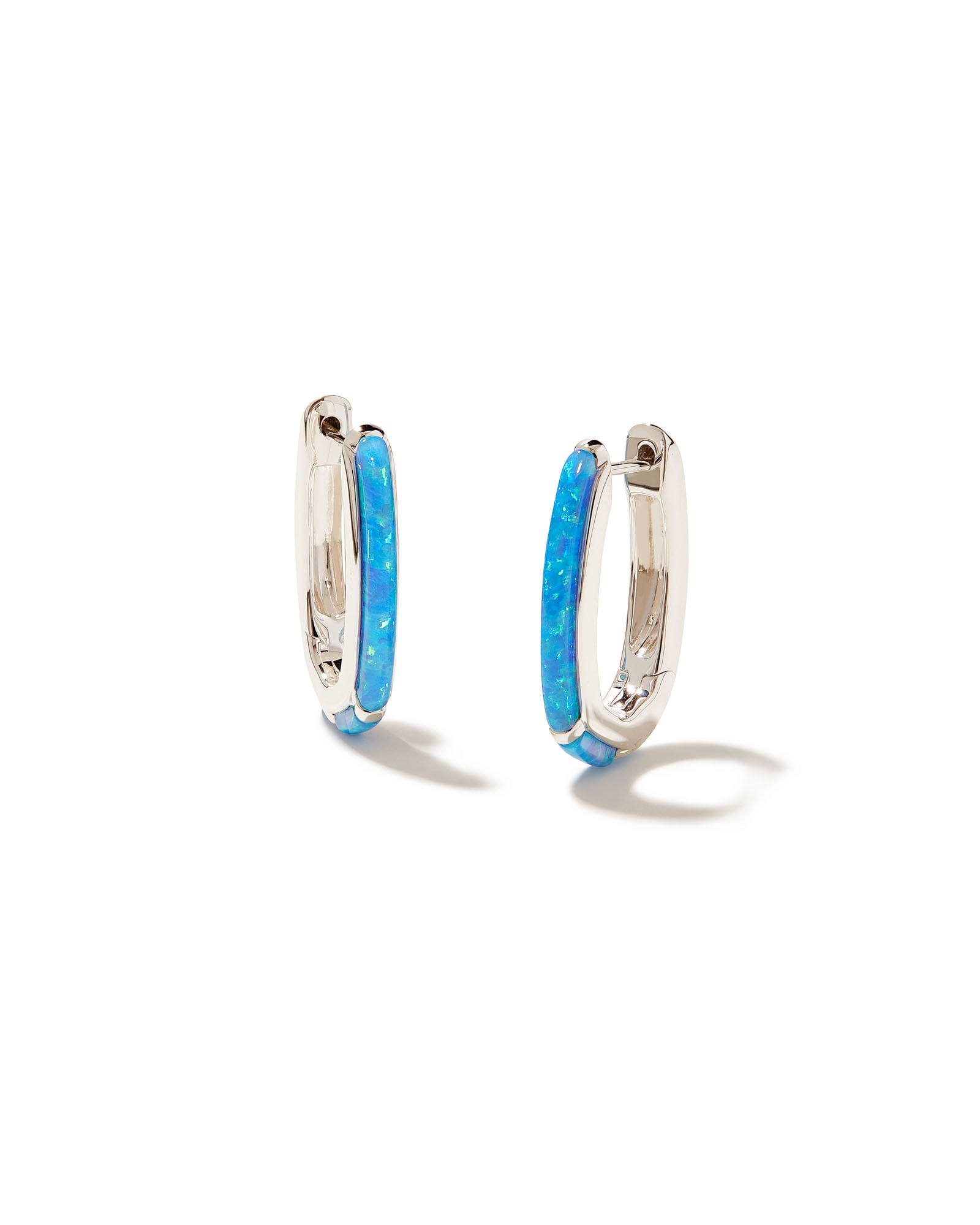 Ellen Opal Sterling Silver Huggie Earrings in Ocean Kyocera Opal