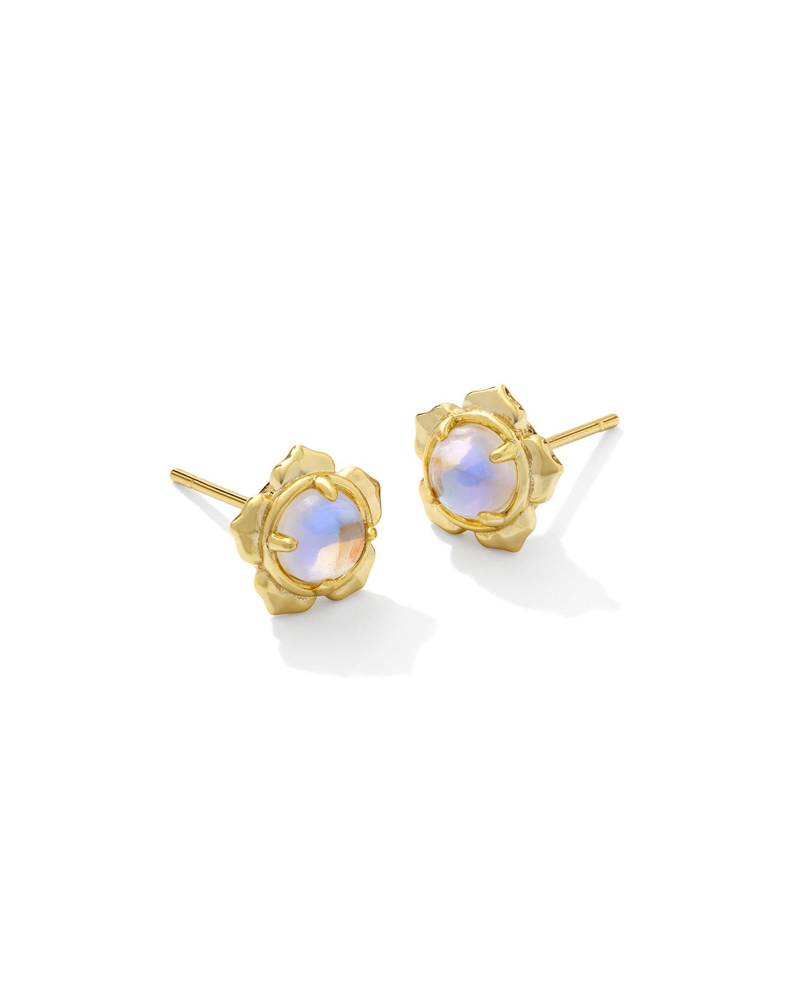 Susie Gold Stud Earrings in Dichroic Glass