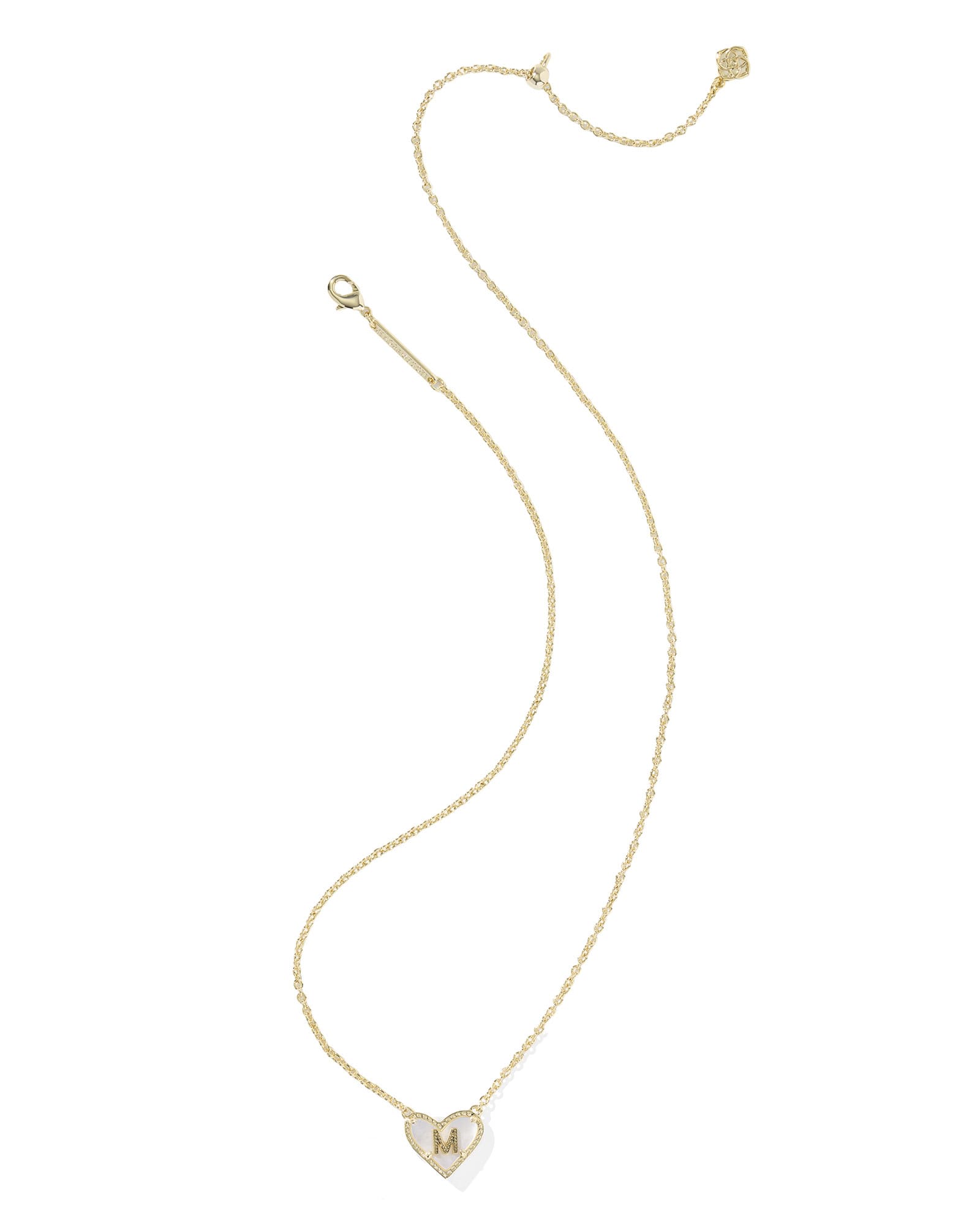 Ari Heart Letter M Gold Short Pendant Necklace