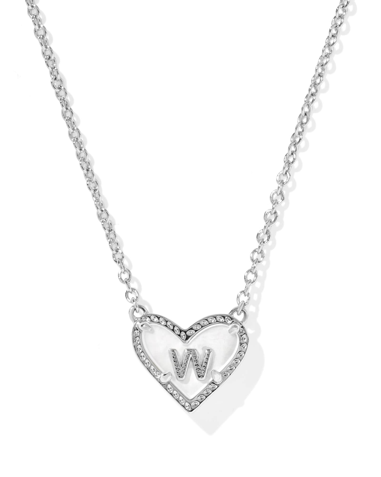 Ari Heart Letter W Silver Short Pendant Necklace | Kendra Scott