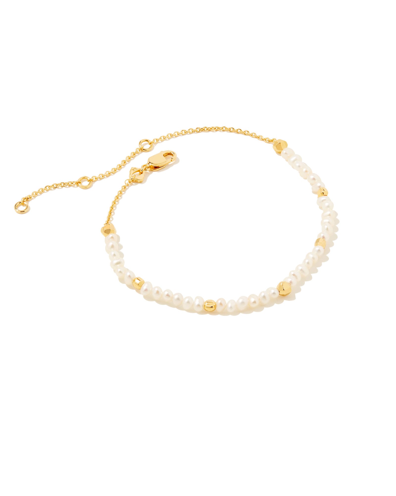 Brooklyn Pearl 18k Gold Vermeil Delicate Chain Bracelet in White Pearl