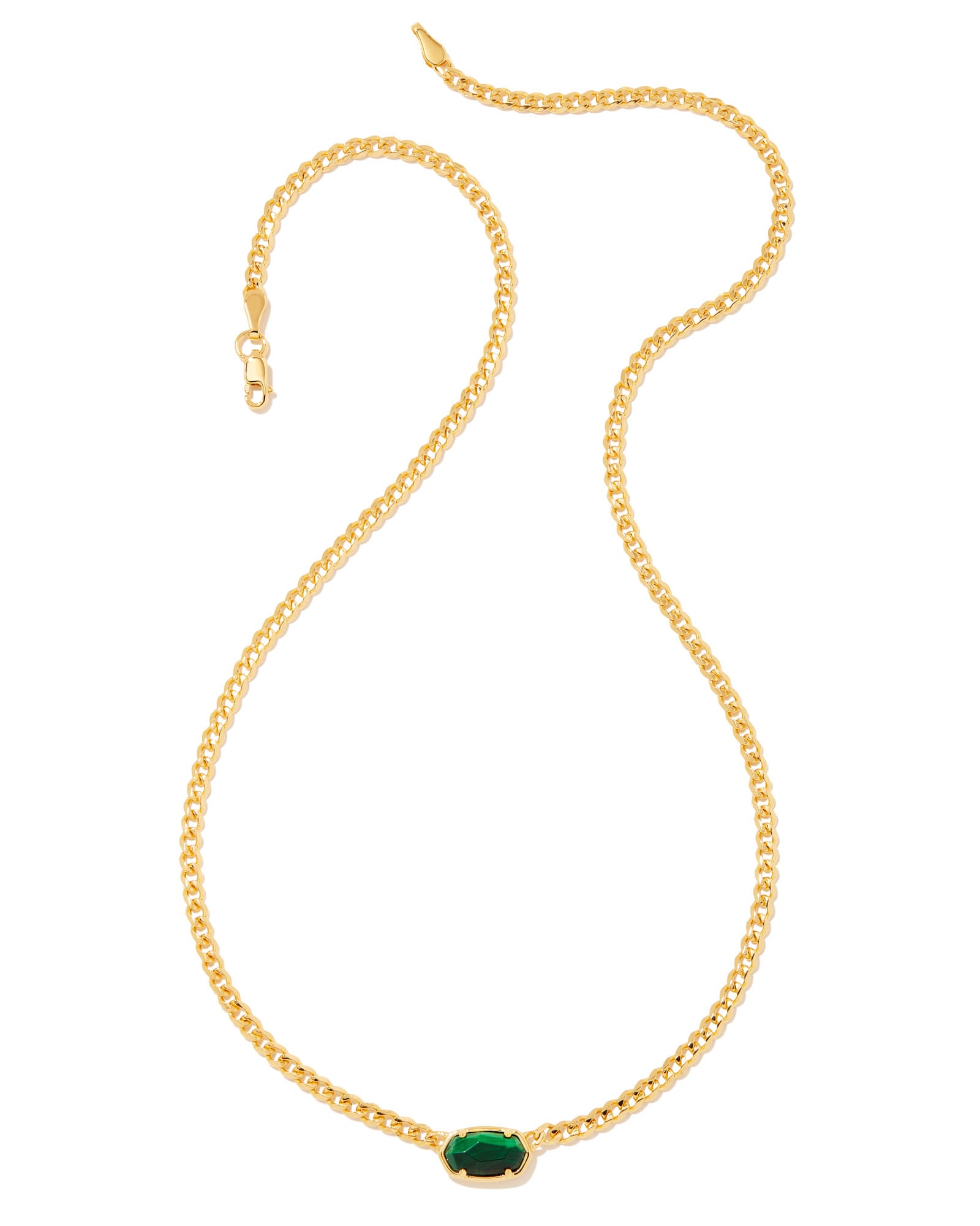 Fern 18k Gold Vermeil Curb Chain Necklace in Malachite
