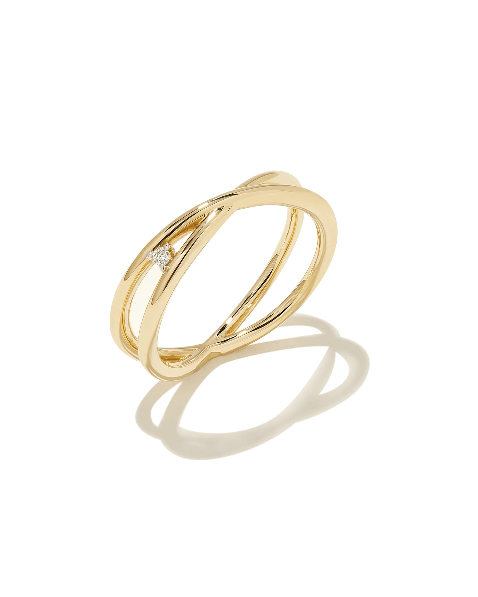 Caroline 14k Yellow Gold Band Ring White Diamond