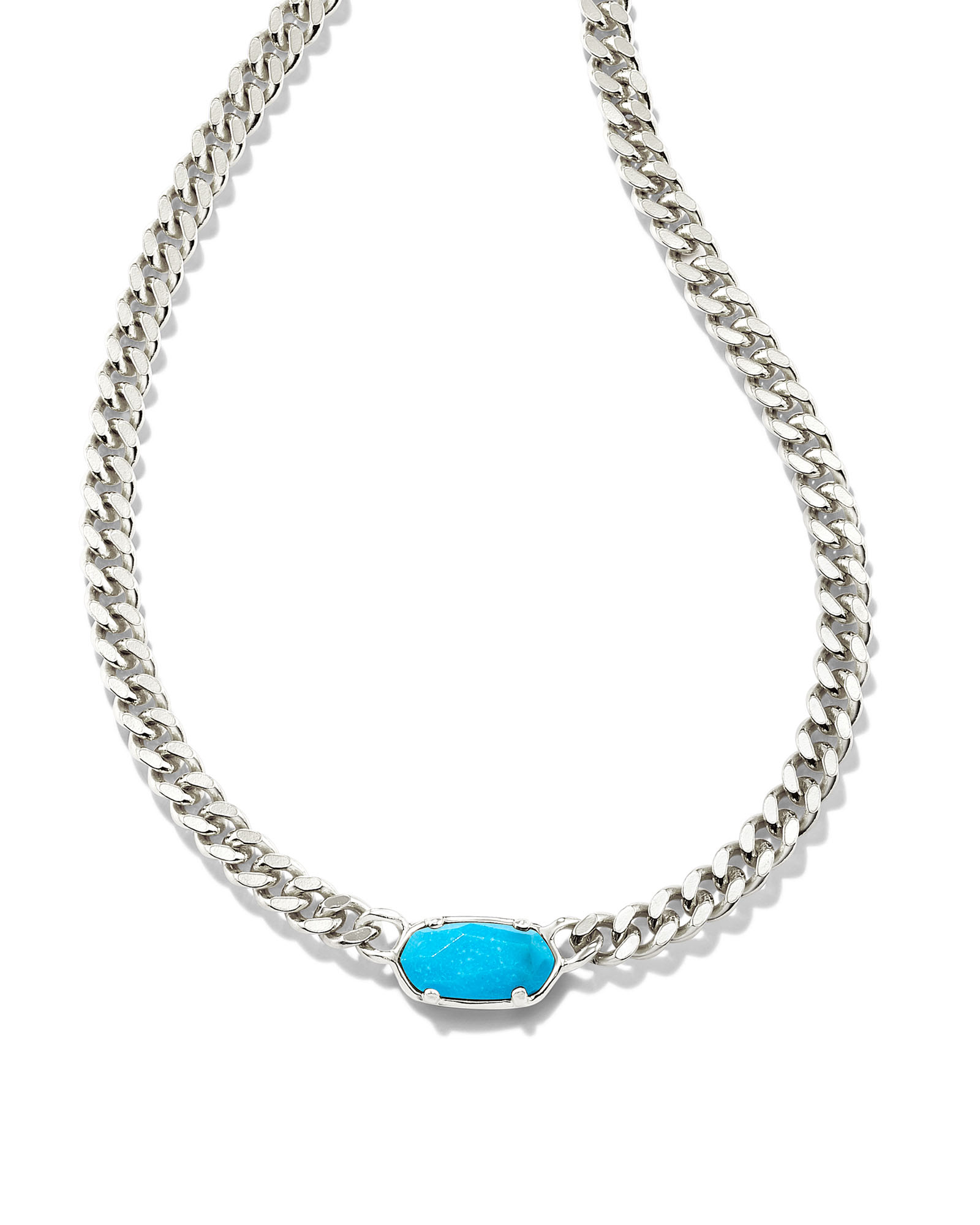 Elisa Sterling Silver Curb Chain Necklace in Turquoise