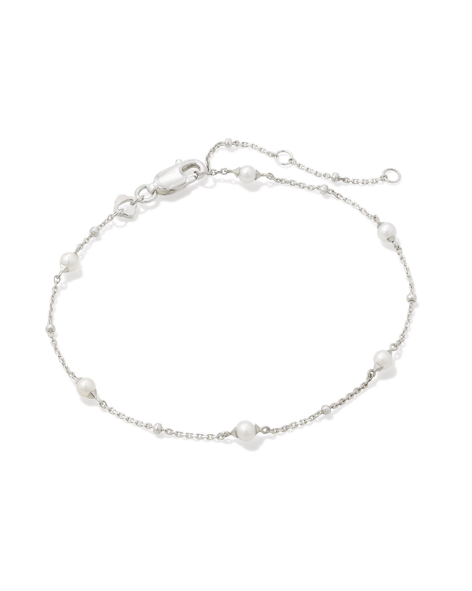 Emmaline Sterling Silver Delicate Chain Bracelet Freshwater Cultured Pearl
