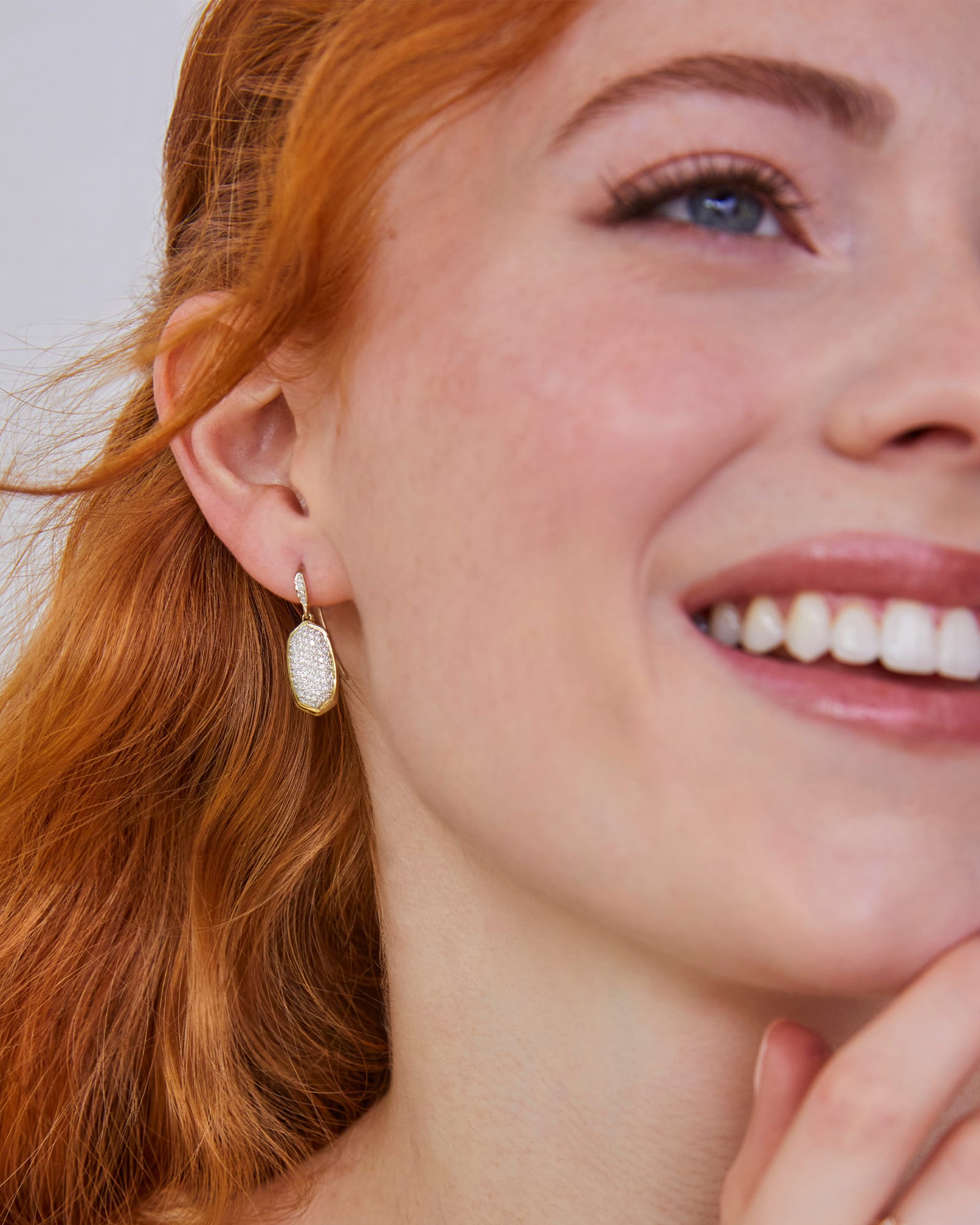 Lee Earrings in Pave Diamond and 14k Yellow Gold