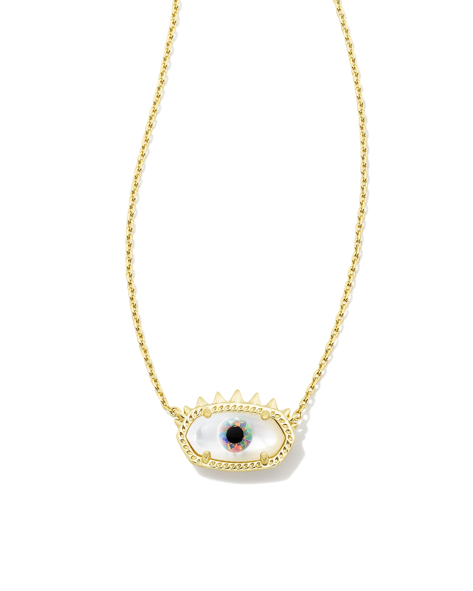 Elisa Evil Eye Gold Short Pendant Necklace in Ivory Mother-of-Pearl