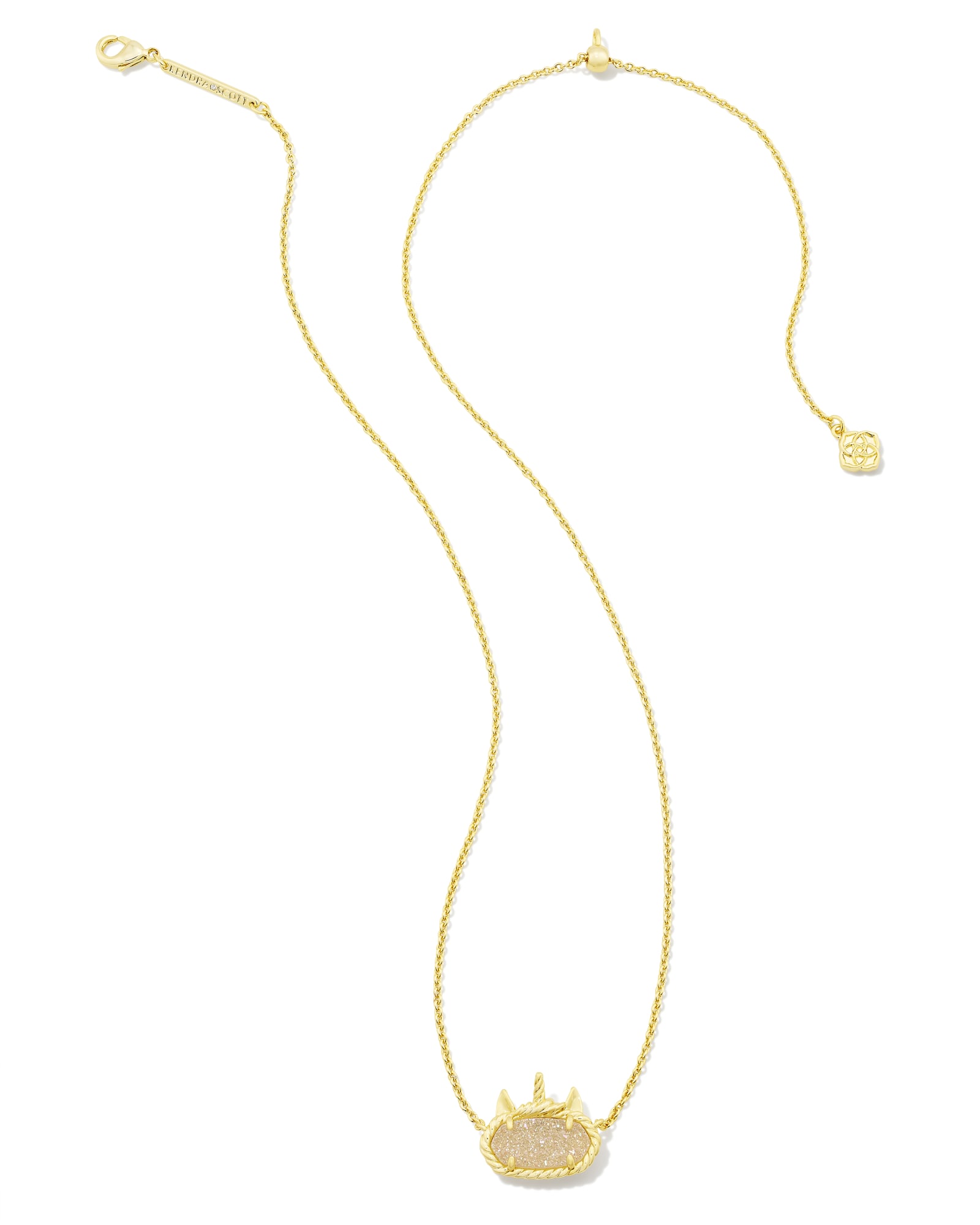 Elisa Unicorn Gold Short Pendant Necklace in Iridescent Drusy