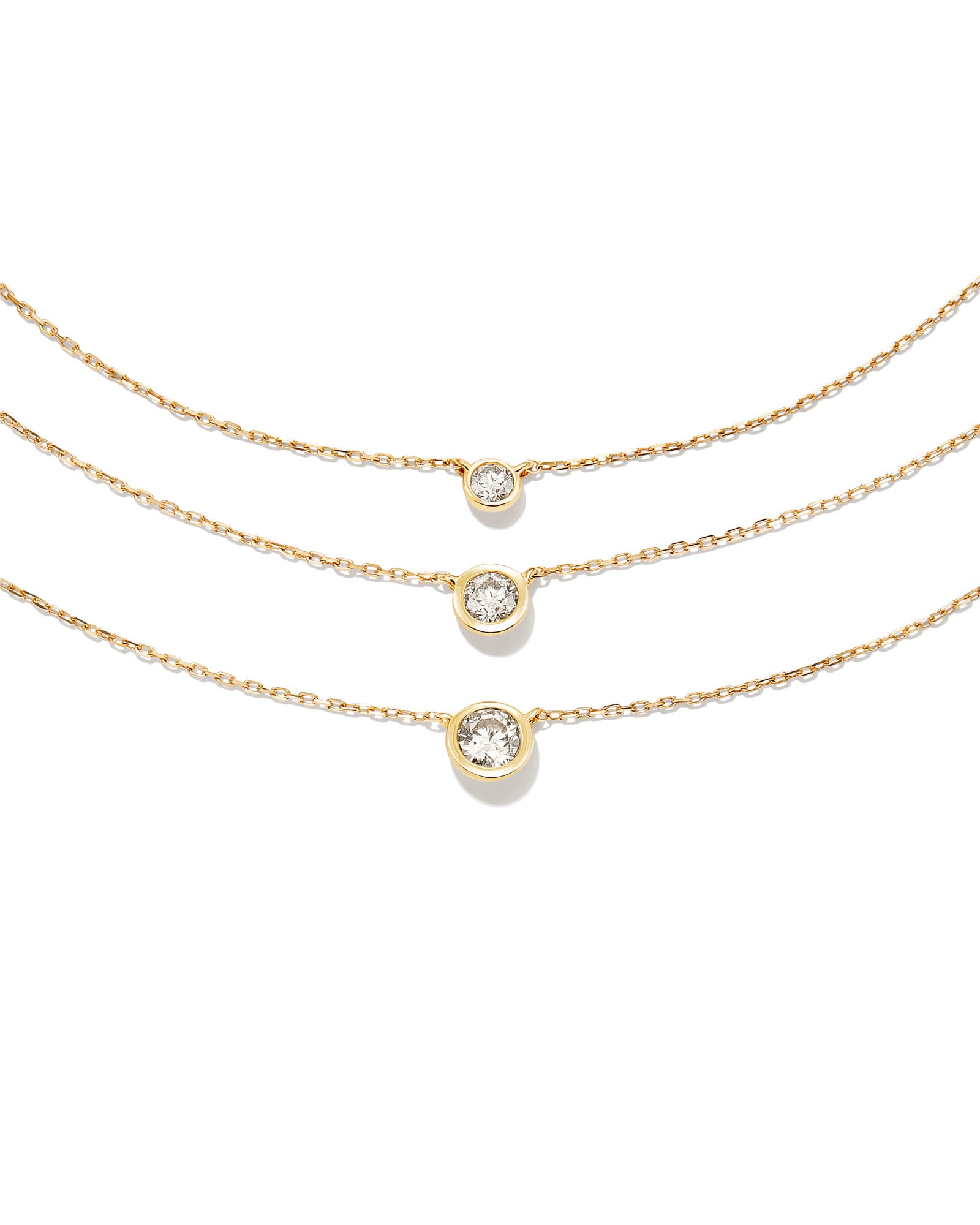 Audrey 14k Gold Pendant Necklace in White Diamond