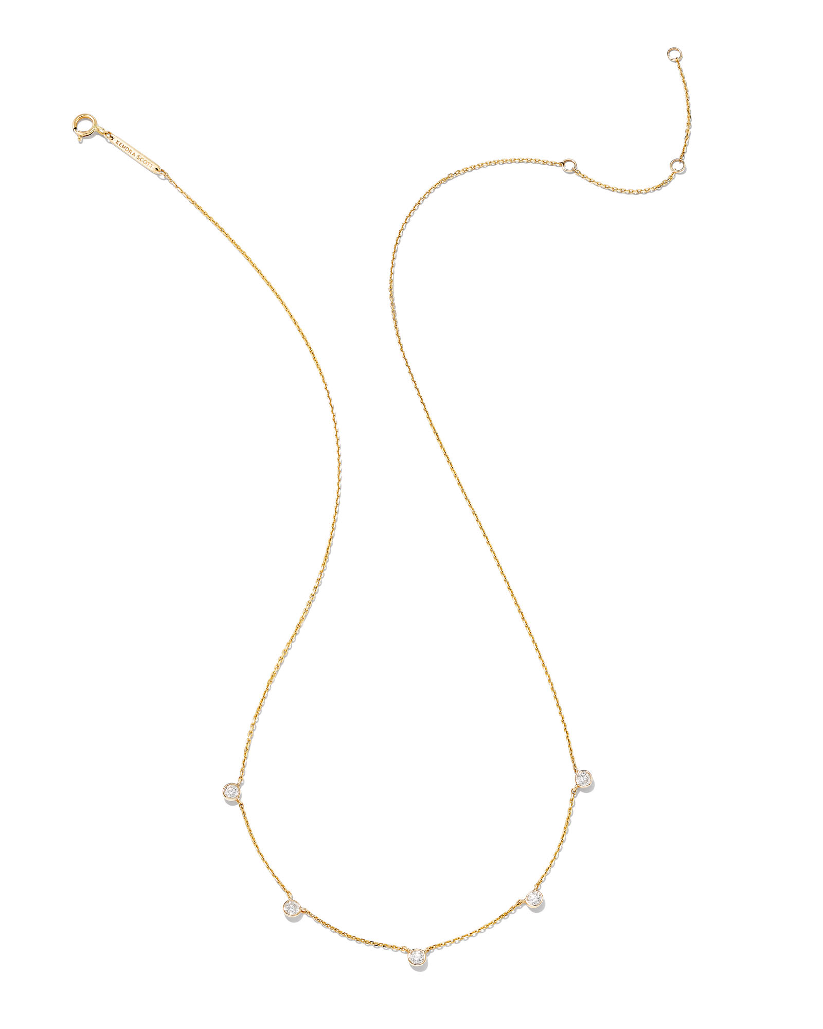 Audrey 14k Yellow Gold Strand Necklace in White Diamond