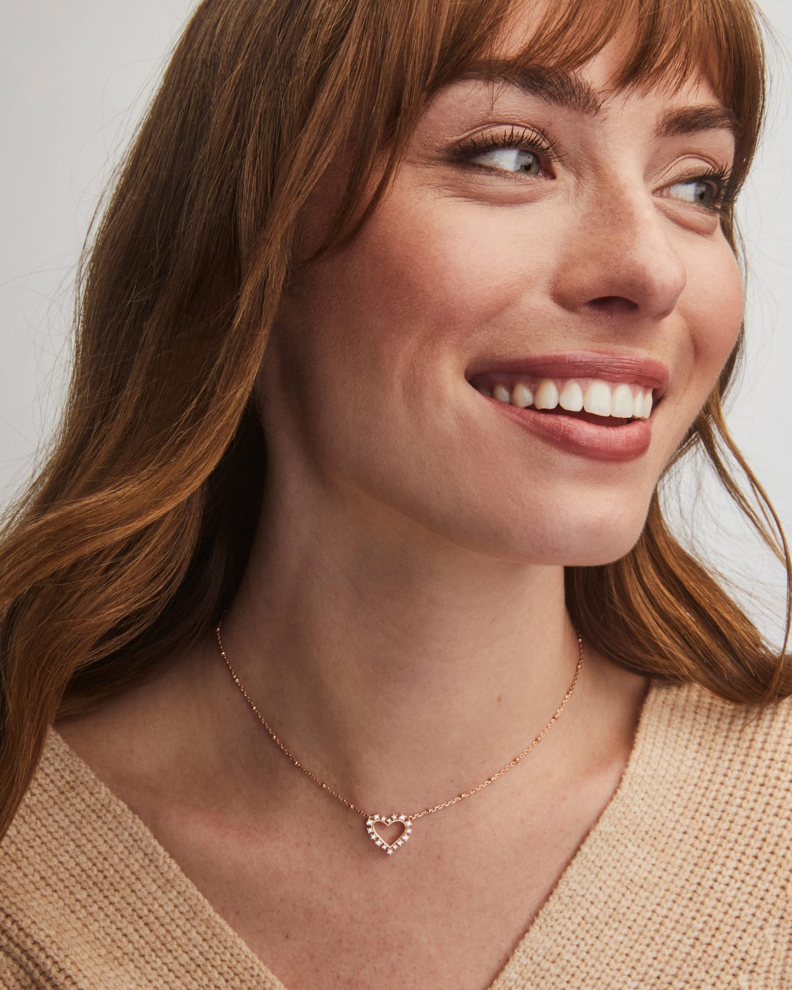 Ari Gold Pave Crystal Heart Necklace in White Crystal