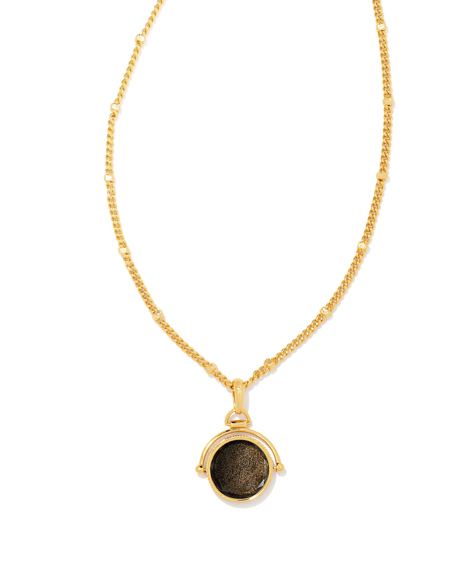 Dira Gold Reversible Pendant Necklace in Golden Obsidian