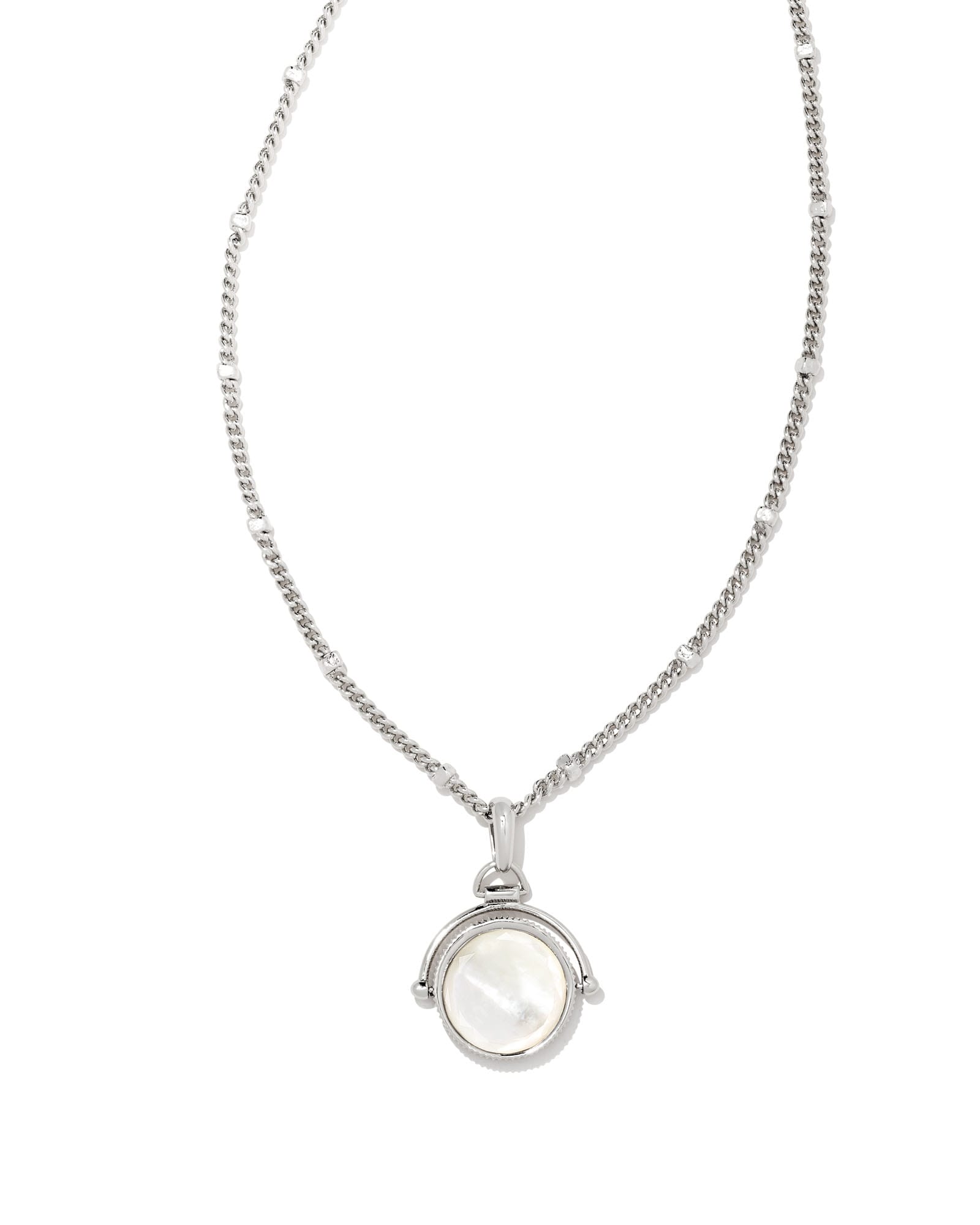 Dira Silver Reversible Pendant Necklace in Ivory Mother-of-Pearl