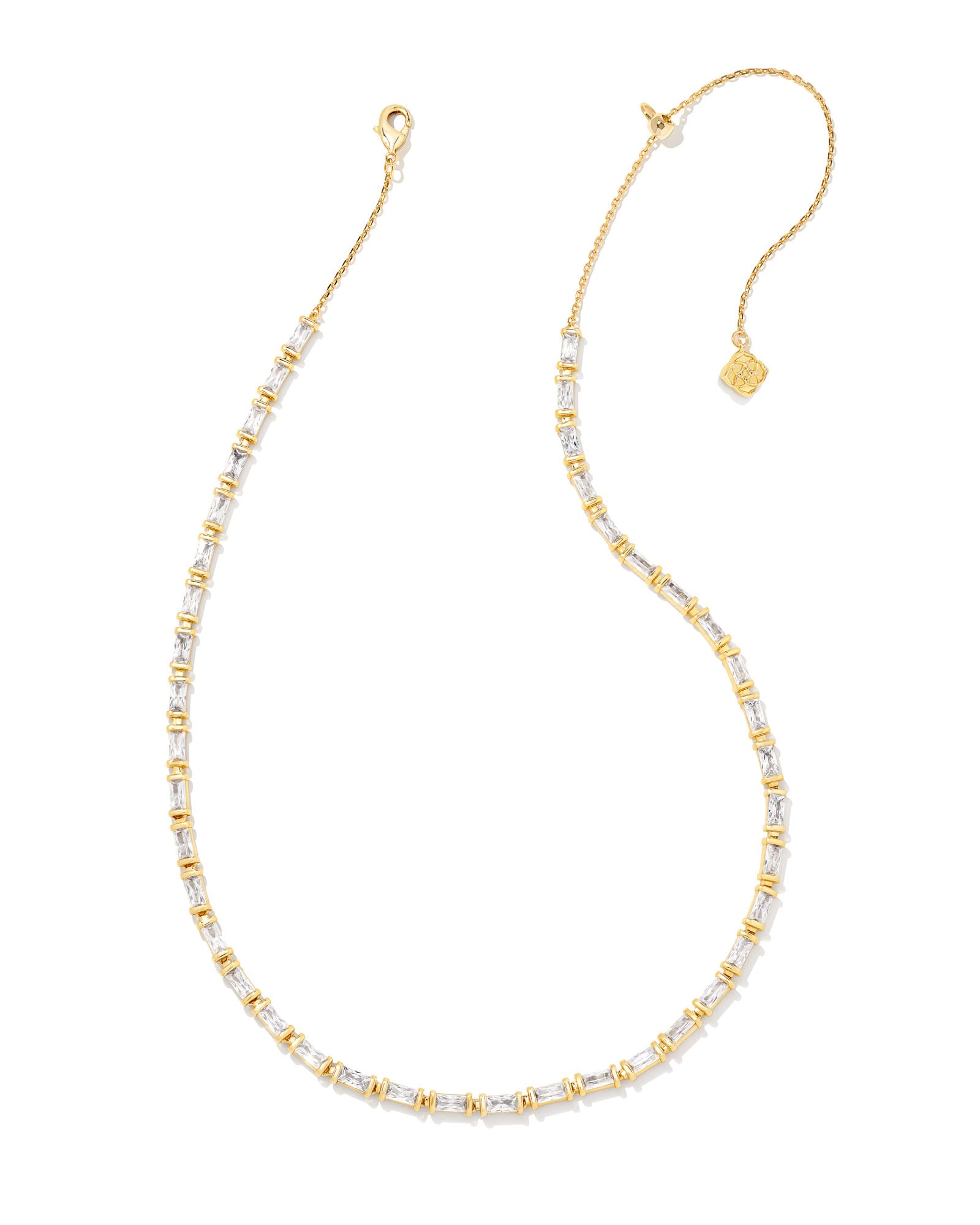 Juliette Gold Strand Necklace in White Crystal