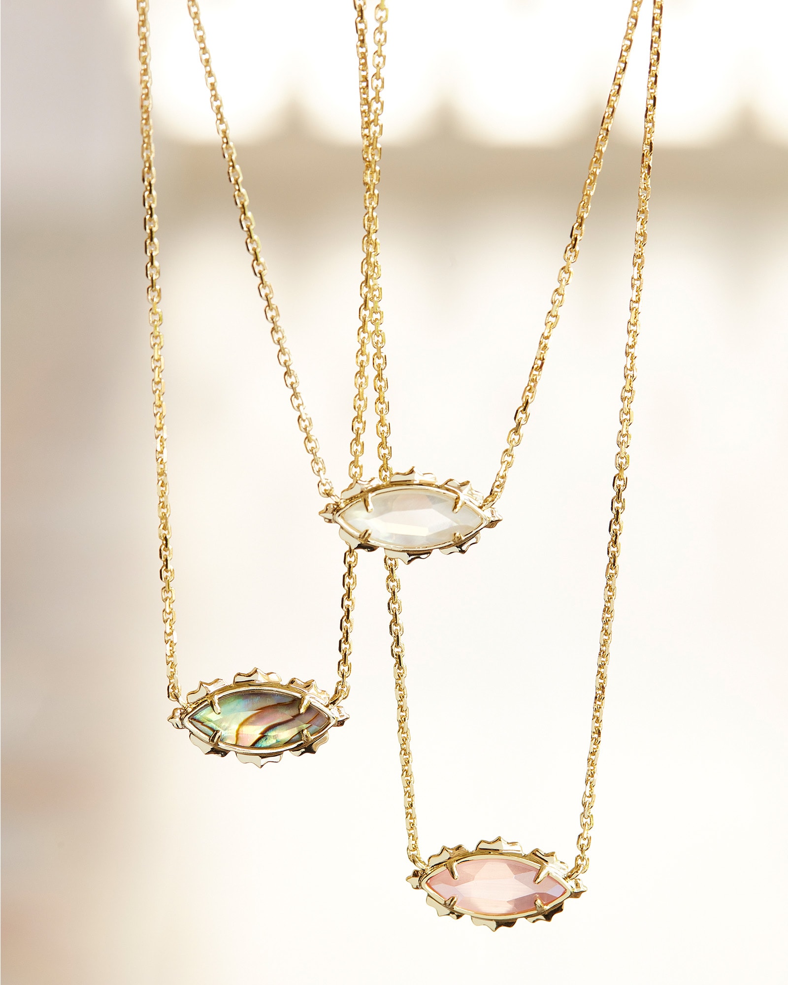 Genevieve Gold Short Pendant Necklace in Abalone