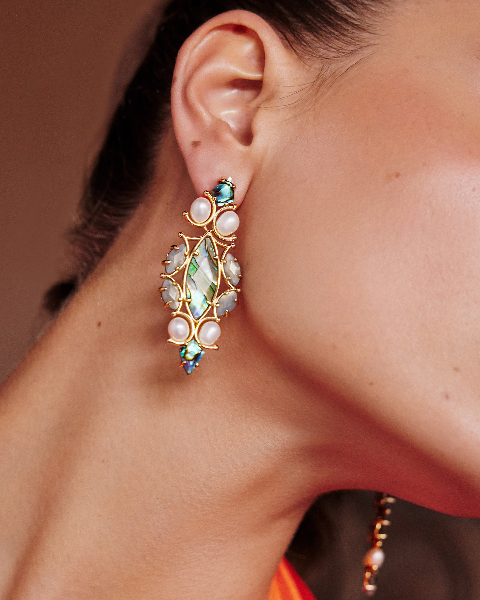 Genevieve Gold Statement Earrings in Abalone Mix | Kendra Scott