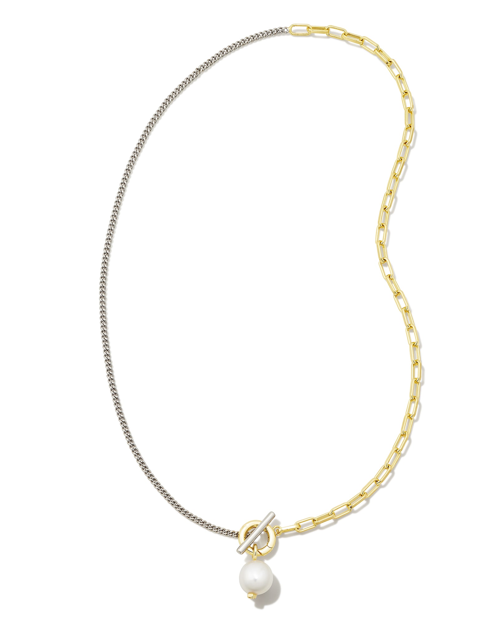 Leighton Convertible Mixed Metal Pearl Chain Necklace in White Pearl