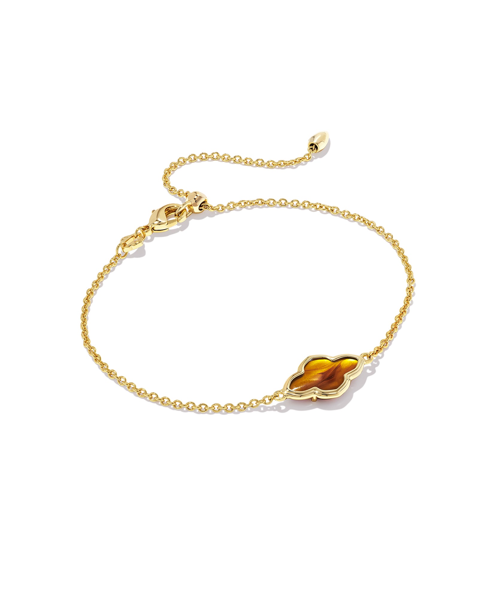 Framed Abbie Gold Delicate Chain Bracelet in Marbled Amber