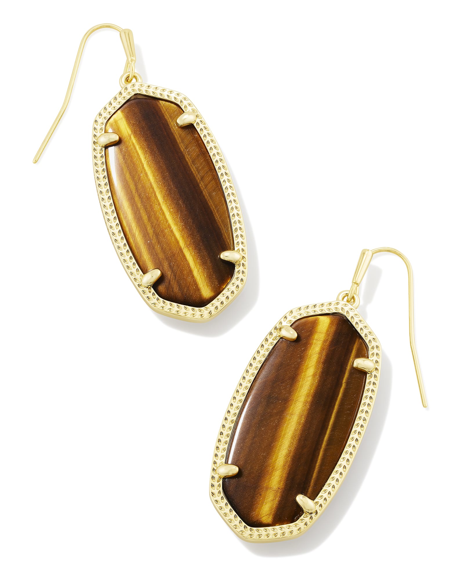 Elle Gold Drop Earrings in Brown Tiger's Eye