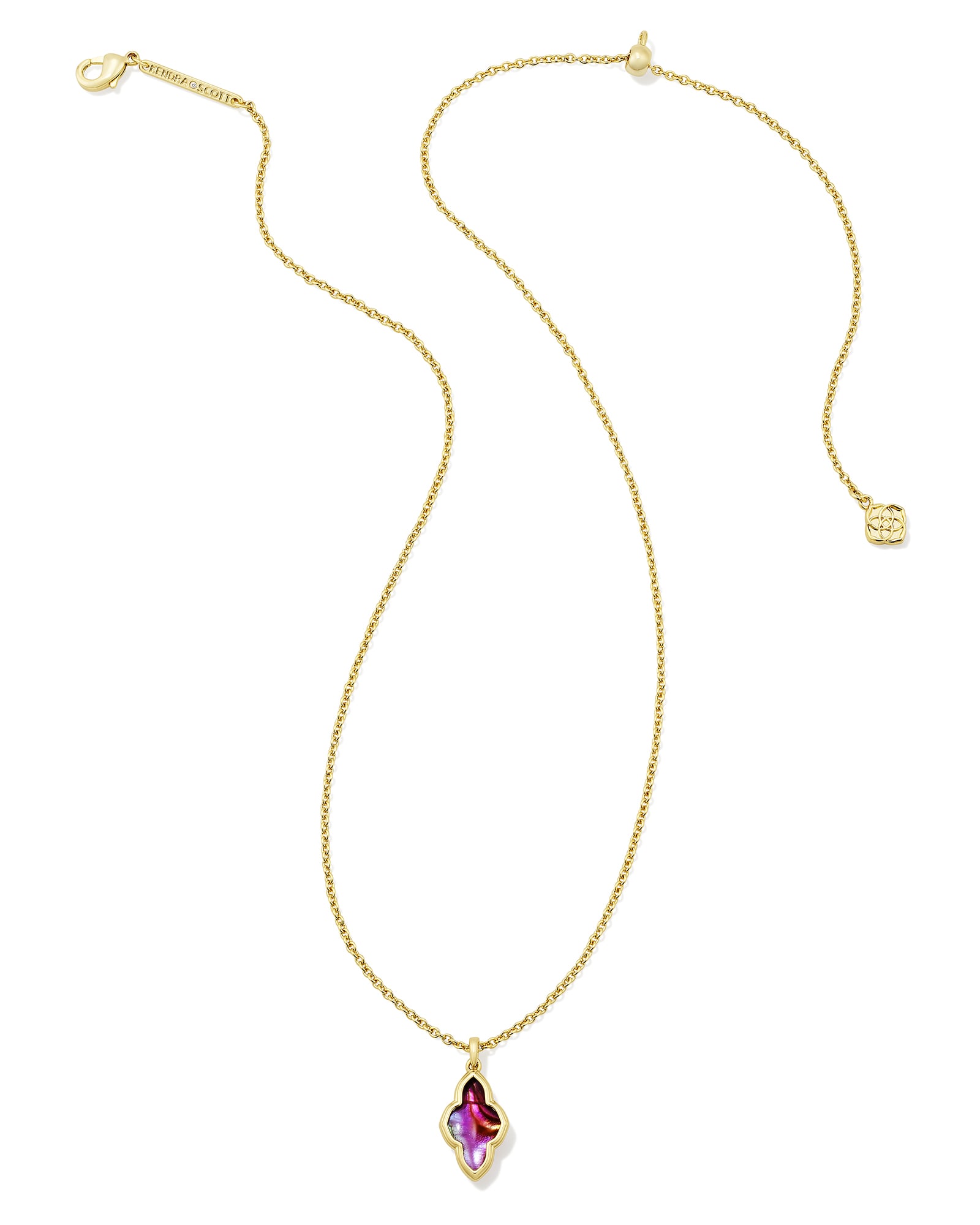 Framed Abbie Gold Short Pendant Necklace in Light Burgundy Framed Abbie Gold Short Pendant Necklace in Light Burgundy