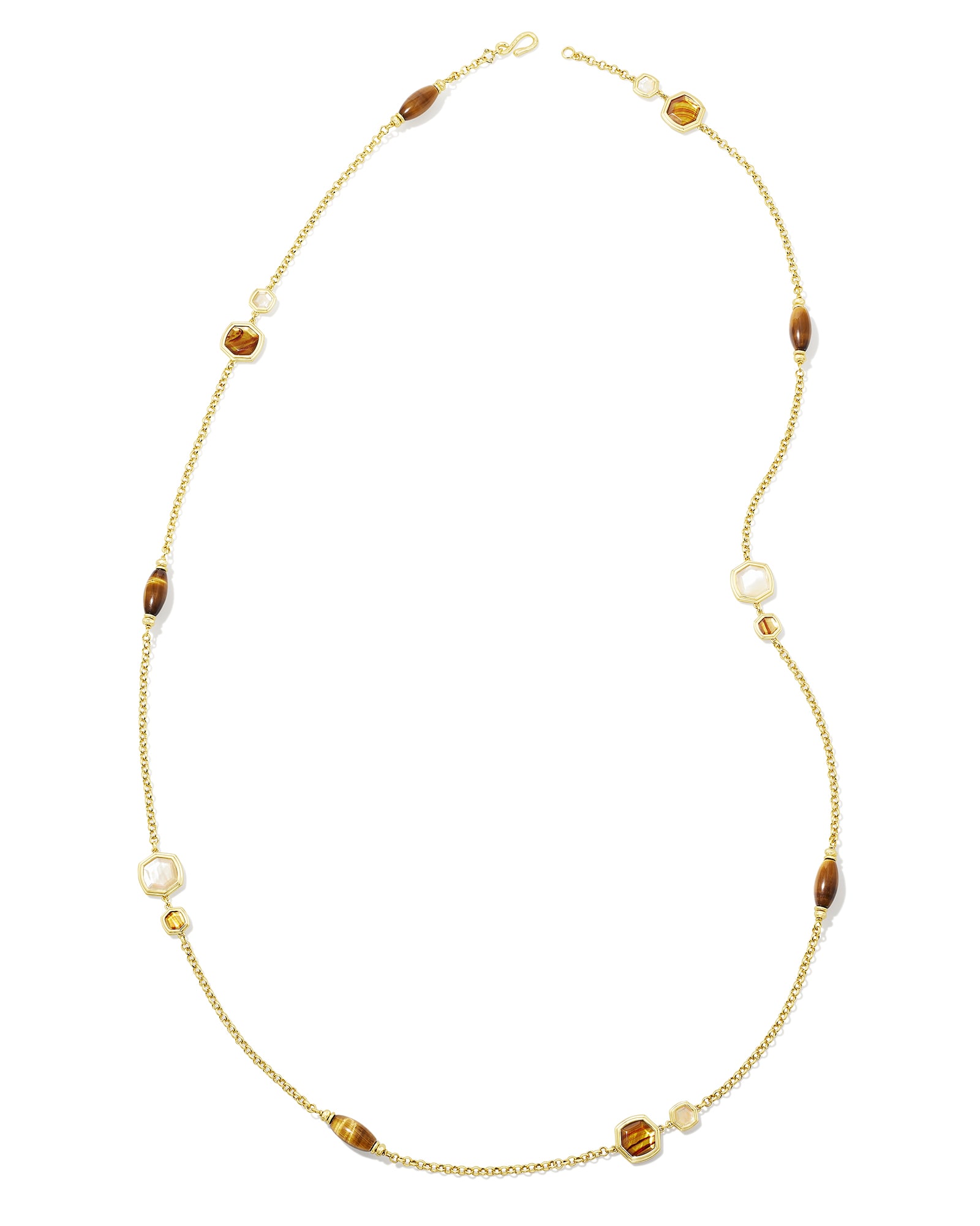Monica Gold Long Strand Necklace in Brown Mix Kendra Scott