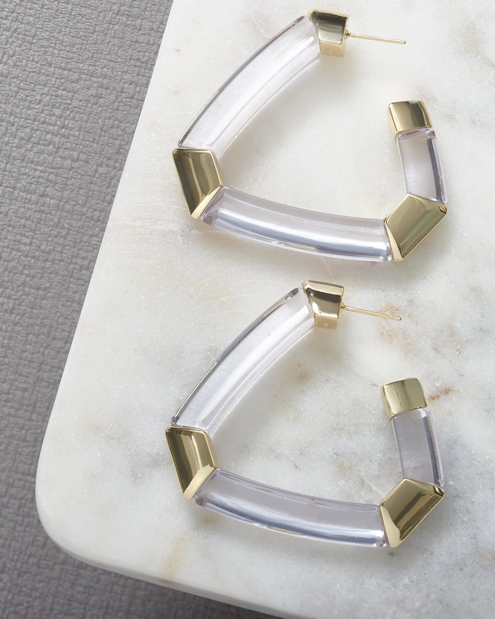 Arden Gold Statement Hoop Earrings in Clear