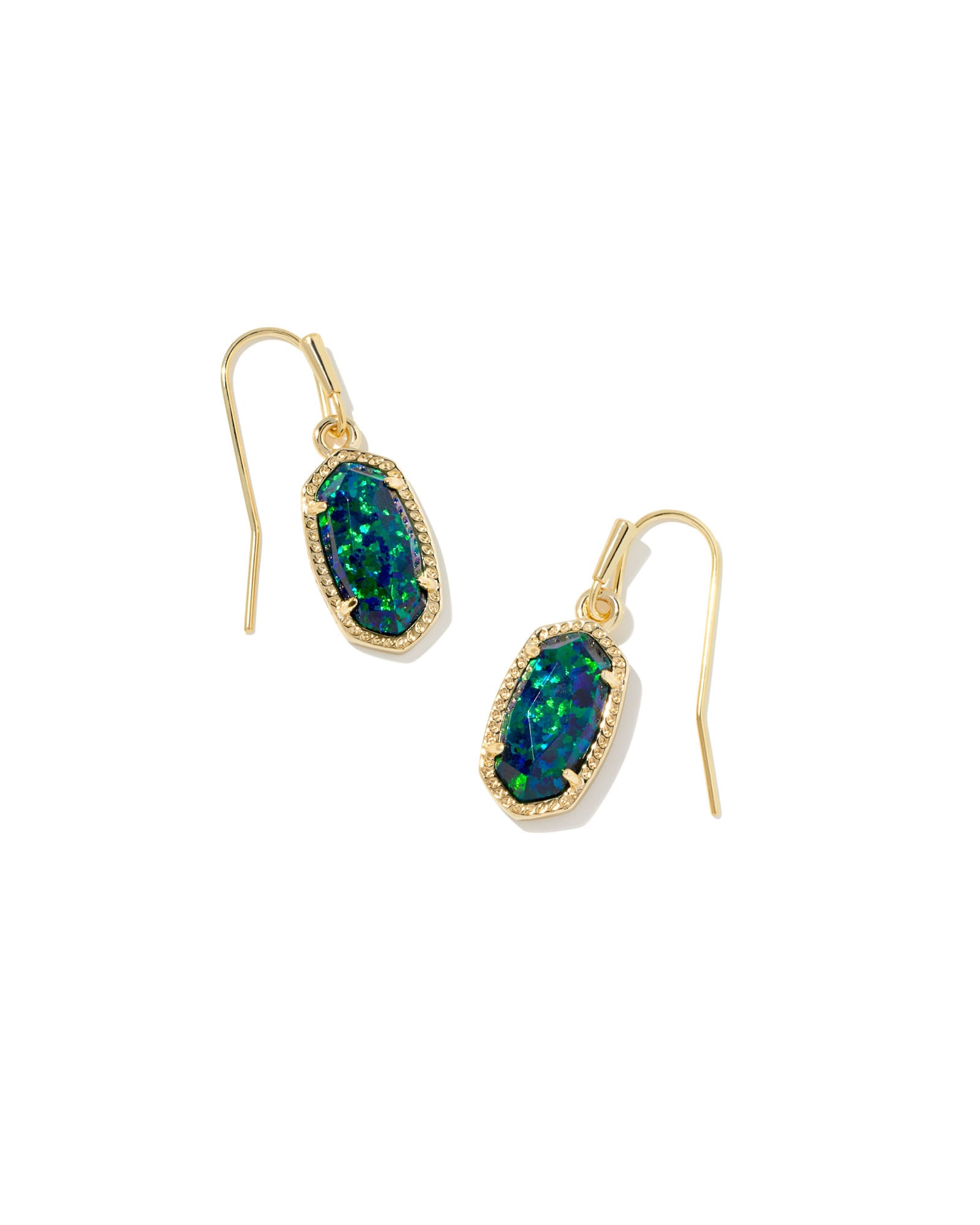 Lee Gold Drop Earrings in Night Kyocera Opal