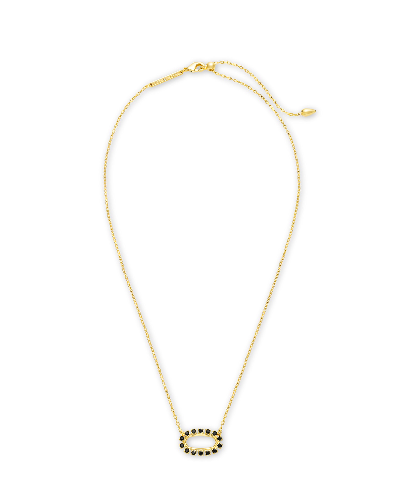 Elisa Gold Open Frame Pendant Necklace in Black Spinel image number 1.0