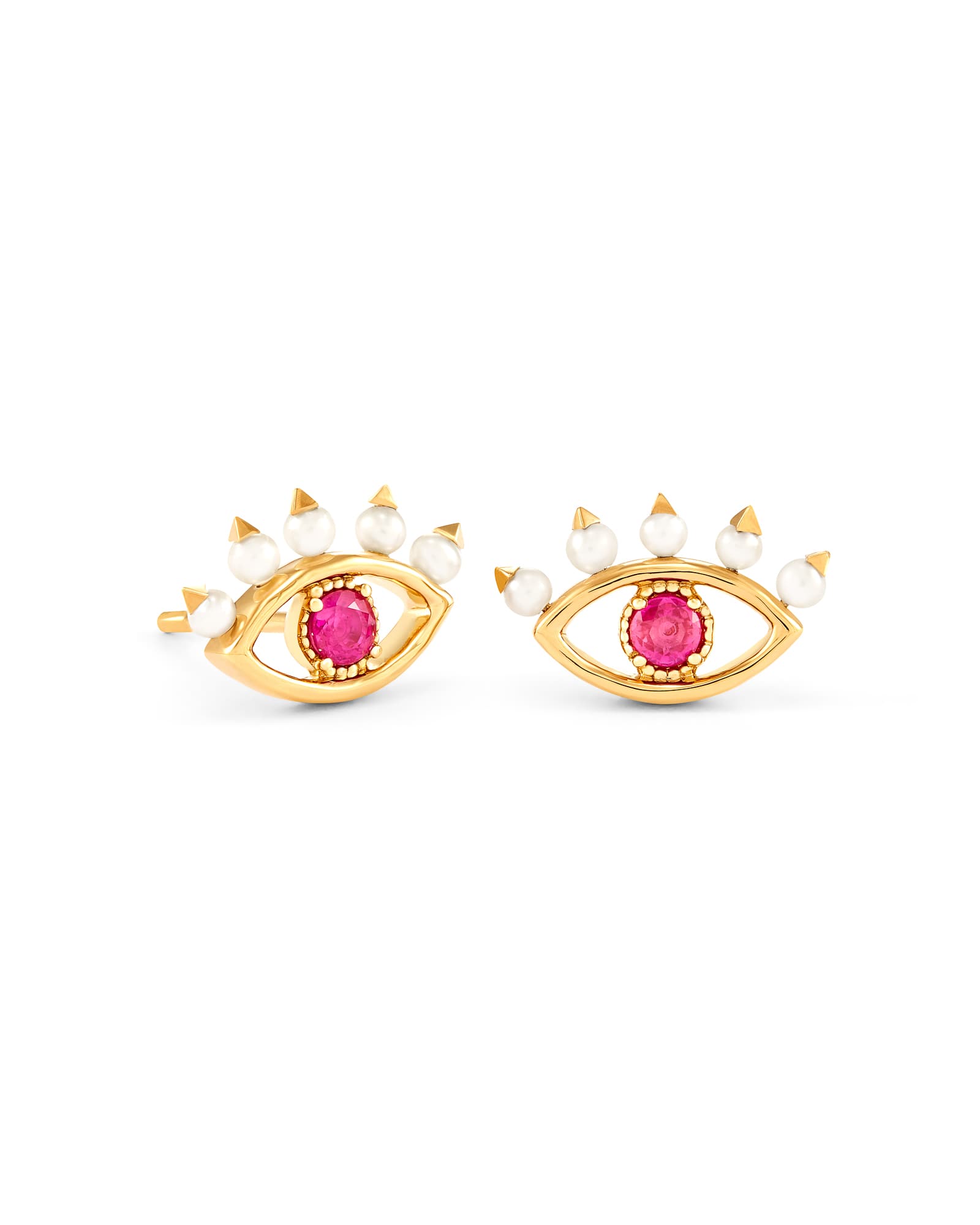 ZORA STUD EAR 18K GOLD VRML PINK RUBY