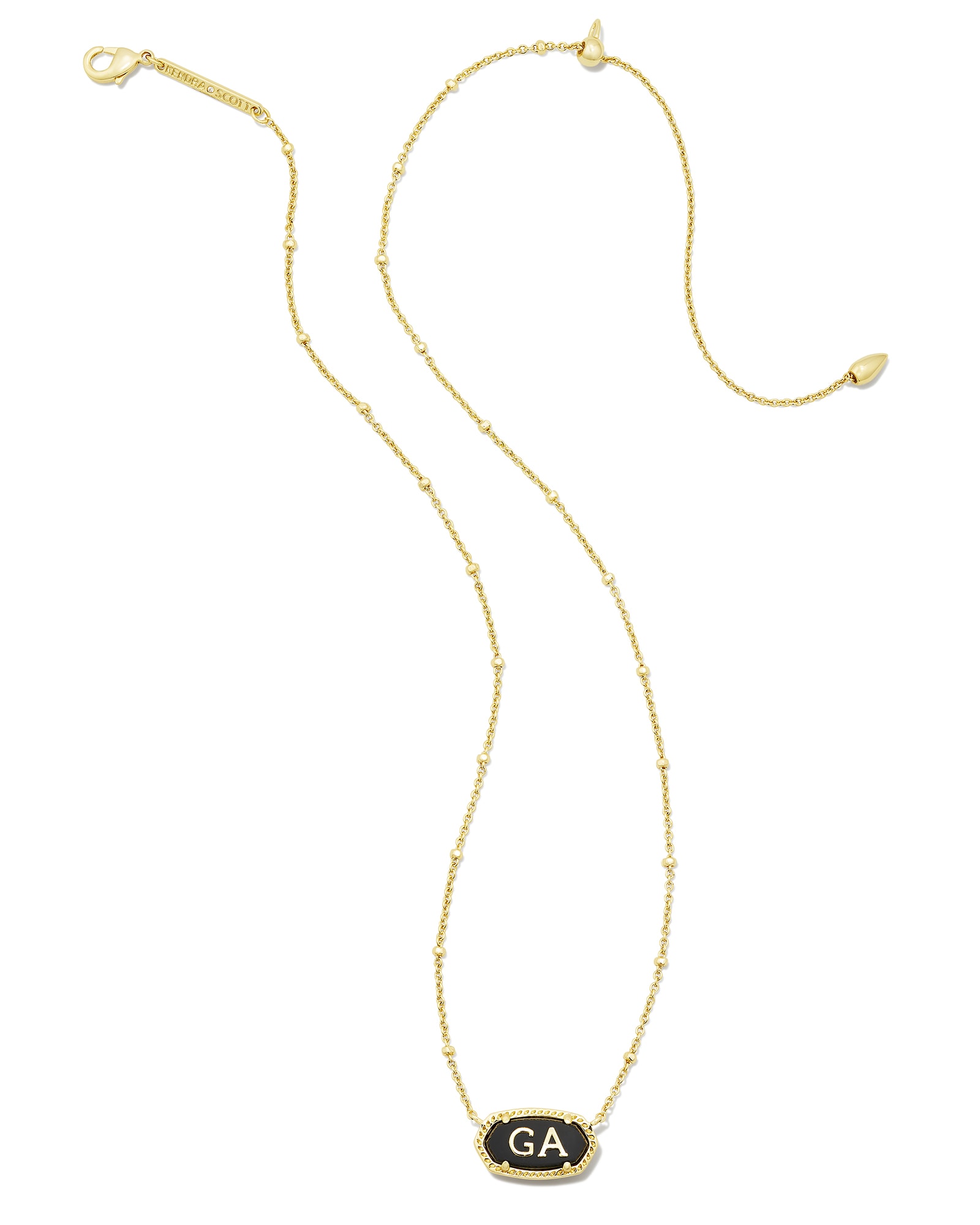 Elisa Gold Georgia Necklace in Black Agate