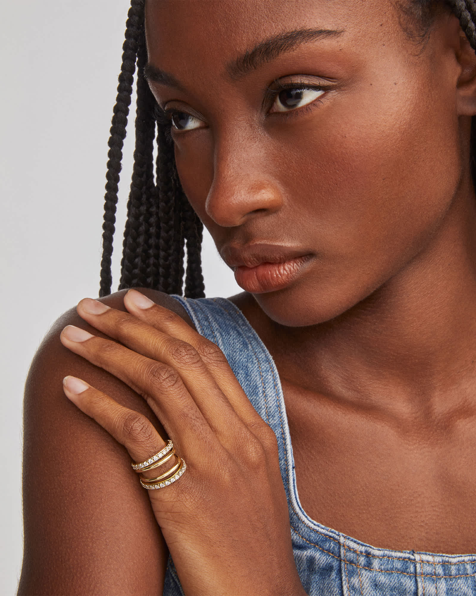 Livy Gold Rings Set of 3 White Crystal