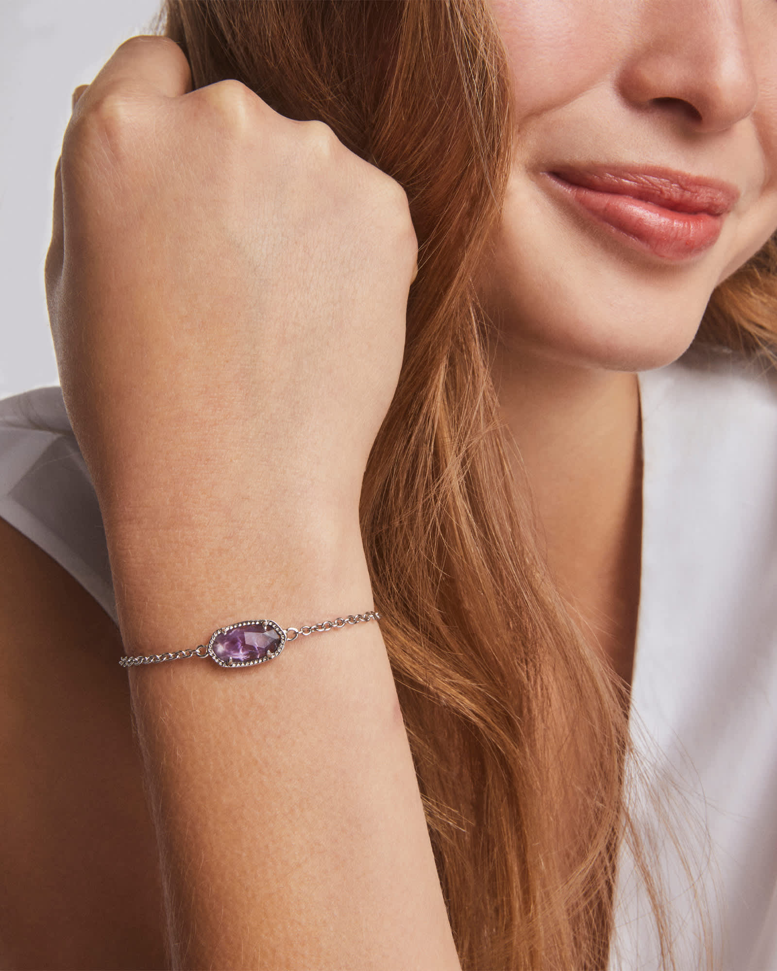 Elaina Silver Adjustable Chain Bracelet Red Illusion