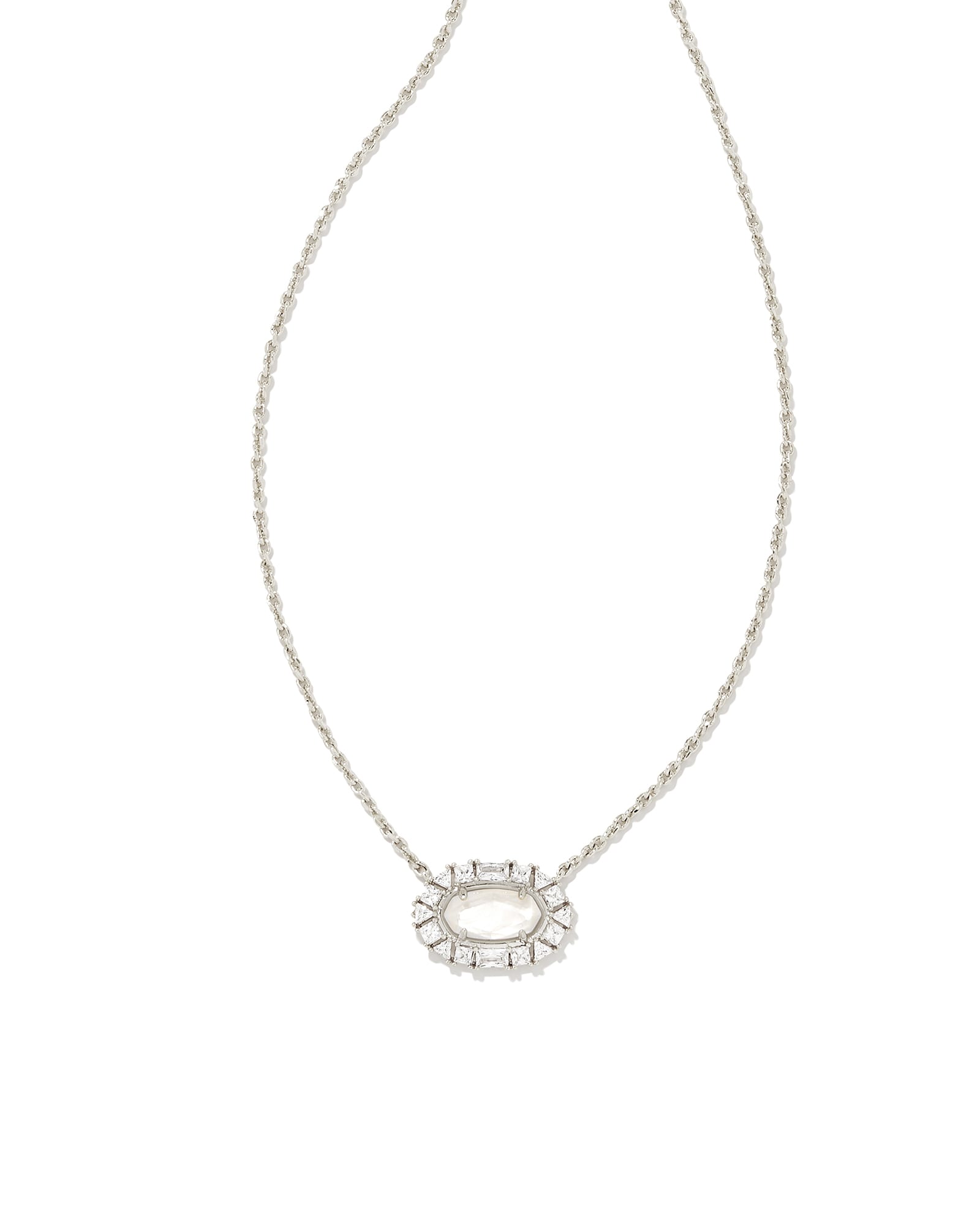 Elisa Silver Short Pendant Necklace In Ivory Mother-Of-Pearl