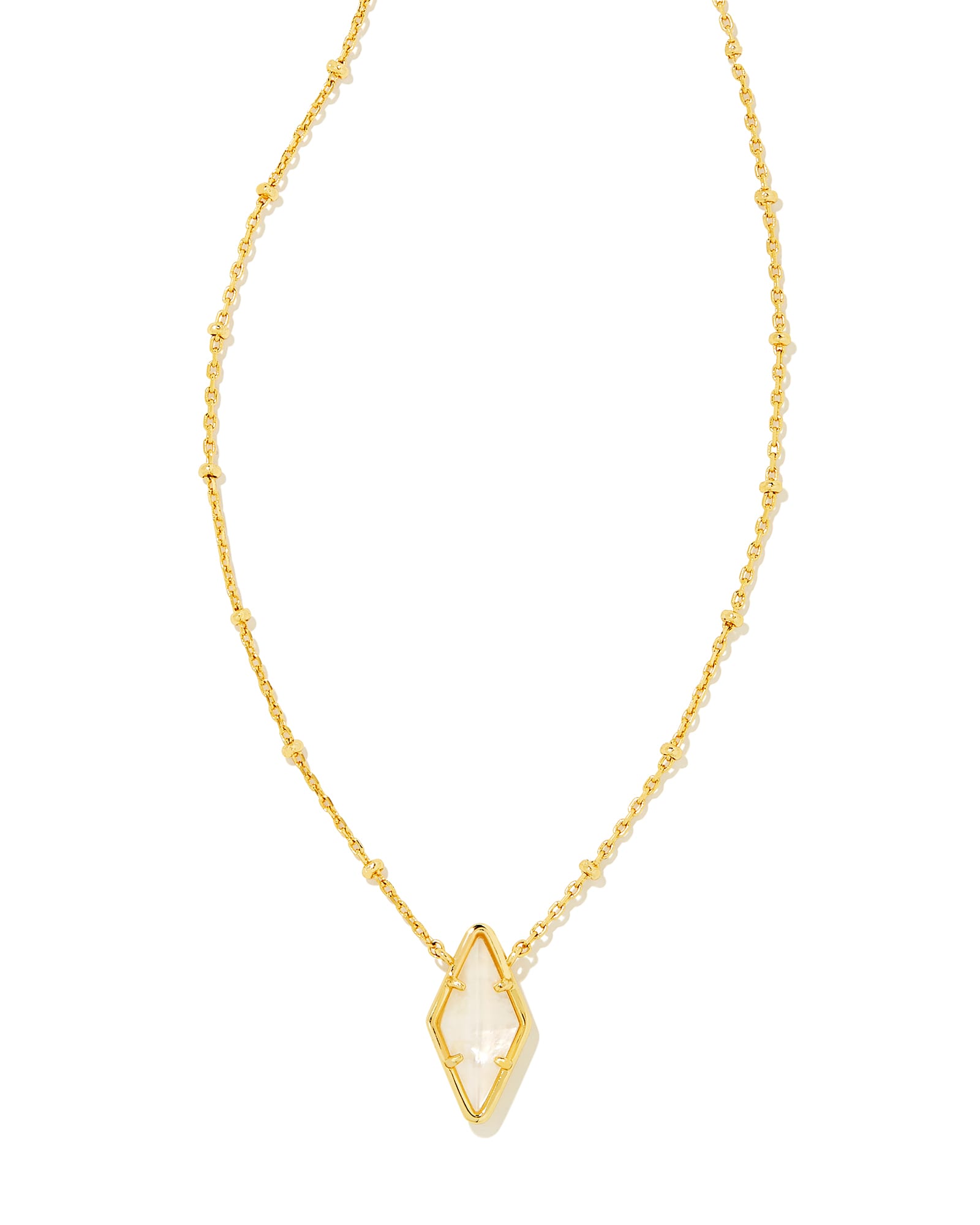 Kinsley Gold Short Pendant Necklace in Ivory Mother-of-Pearl