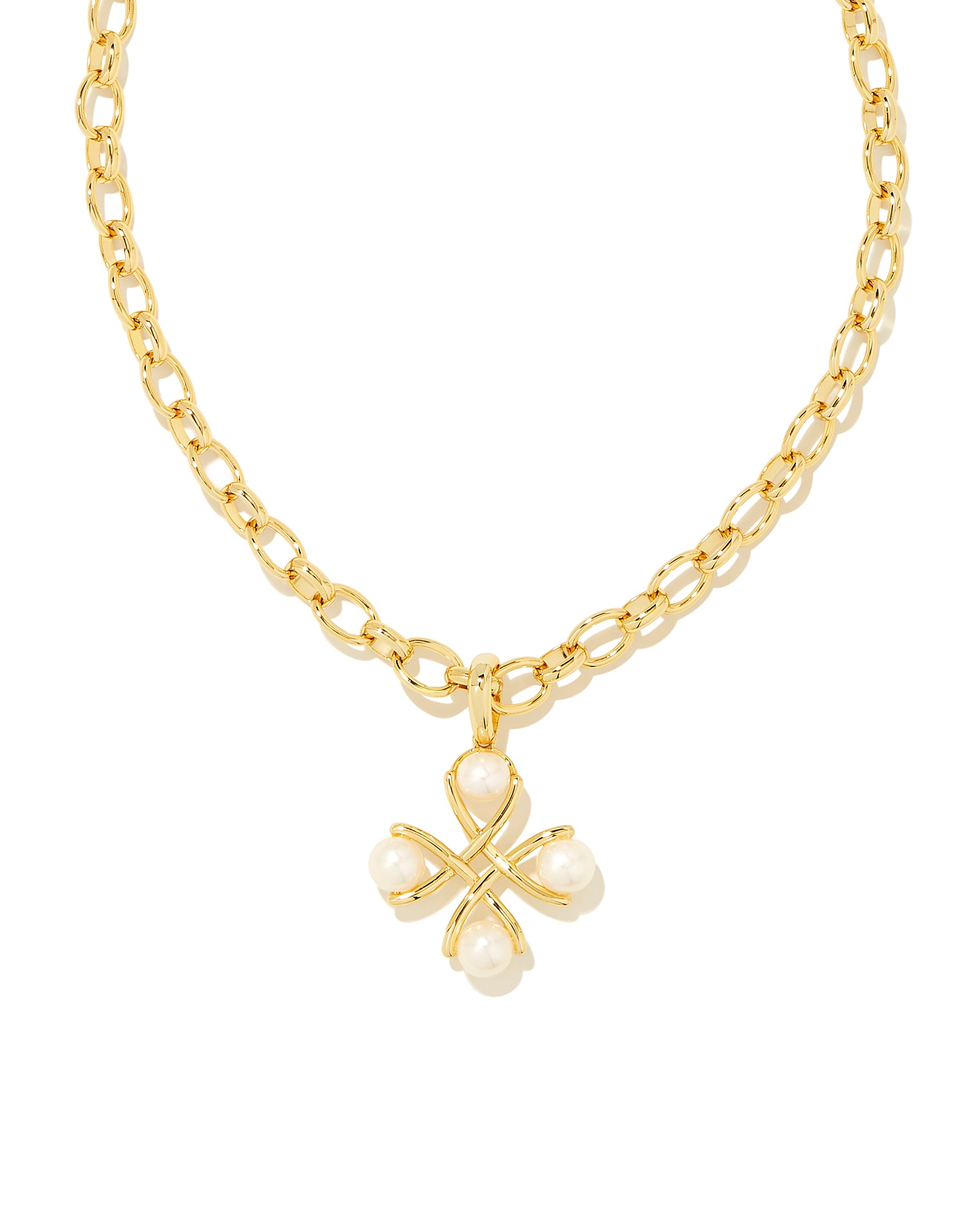 Everleigh Gold Pearl Pendant Necklace in White Pearl