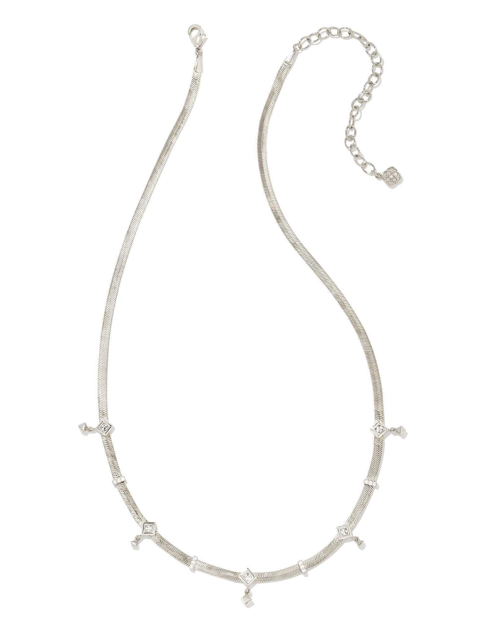 Lindy Gold Crystal Chain Necklace in White Crystal