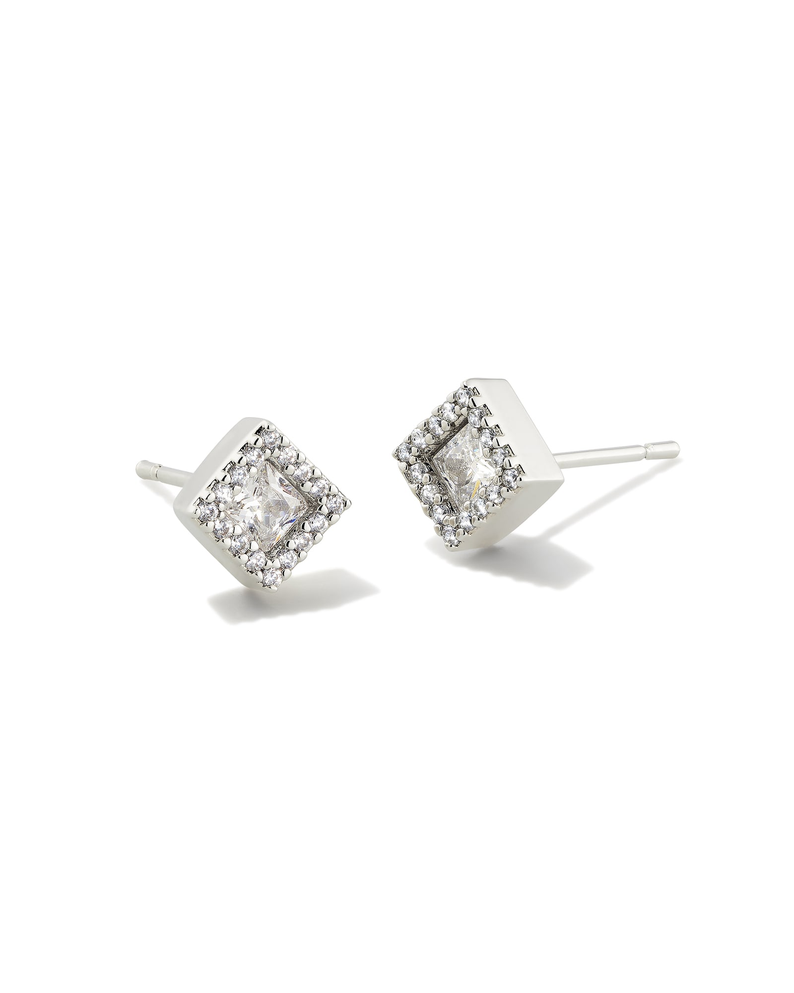 Gracie Silver Stud Earrings in White Crystal