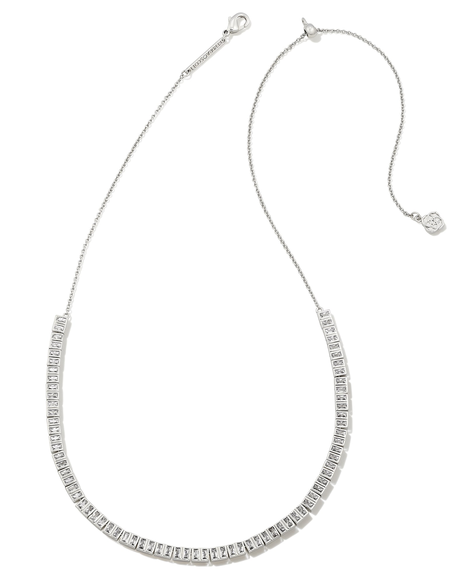 Gracie Silver Tennis Necklace in White Crystal