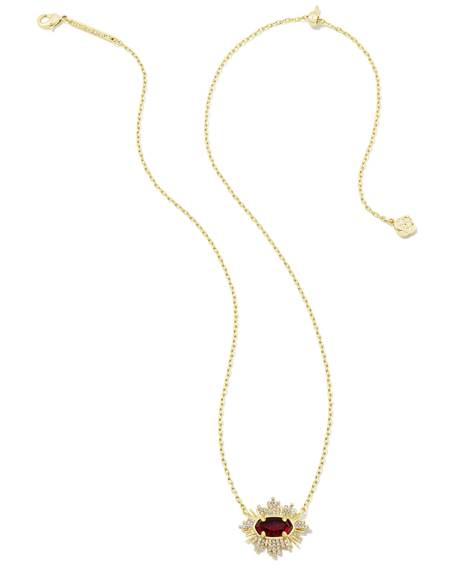 Grayson Gold Sunburst Frame Short Pendant Necklace in Glass