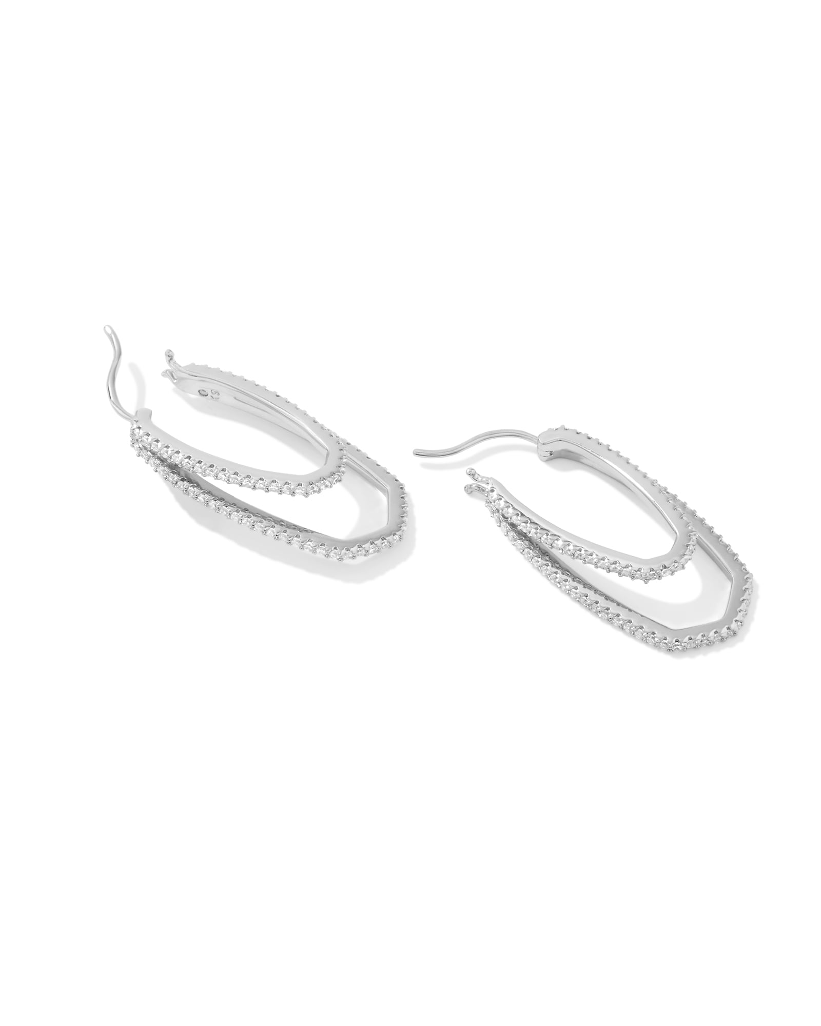 Murphy Silver Hoop Earrings in White Crystal