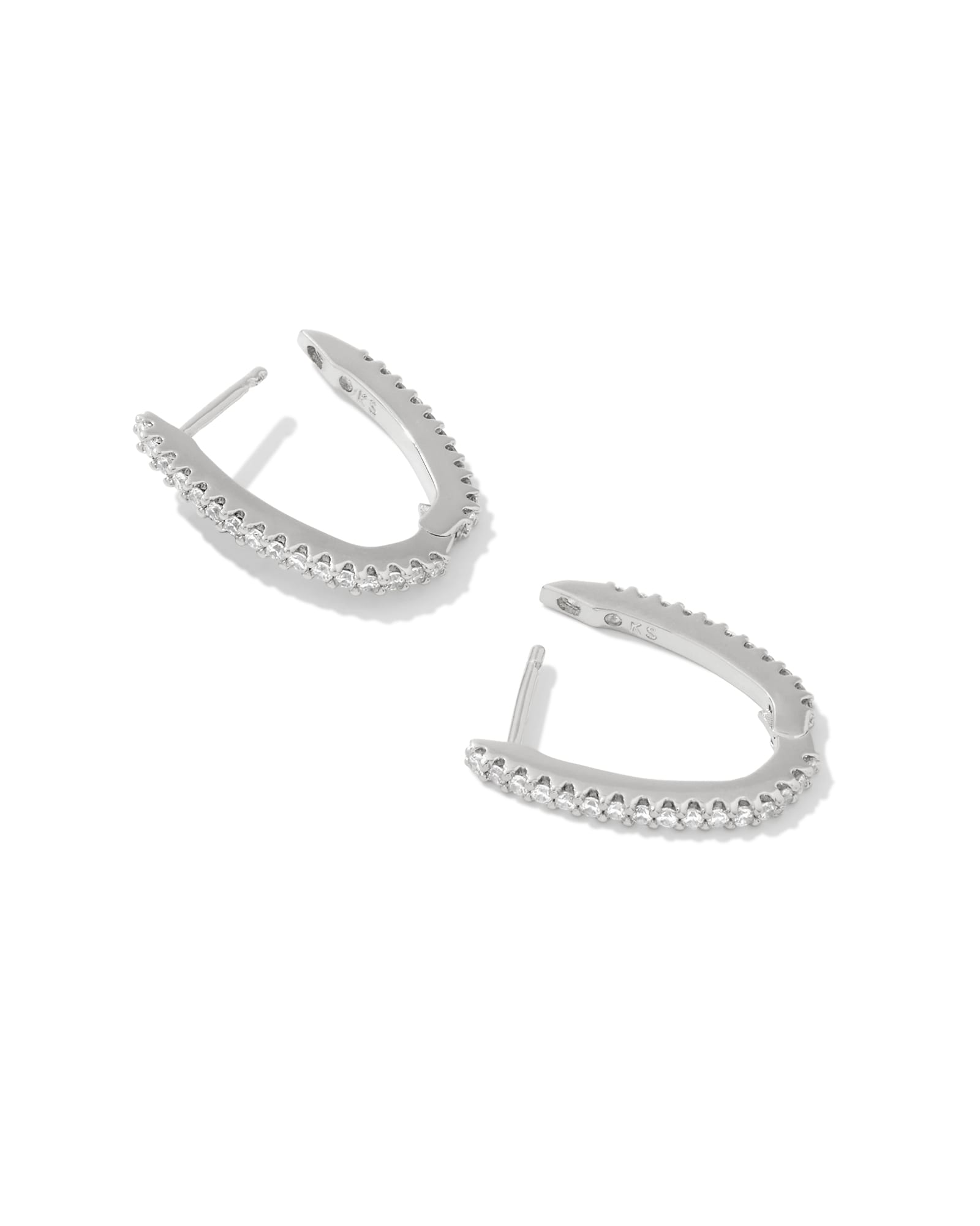 Murphy Silver Pave Huggie Earrings in White Crystal