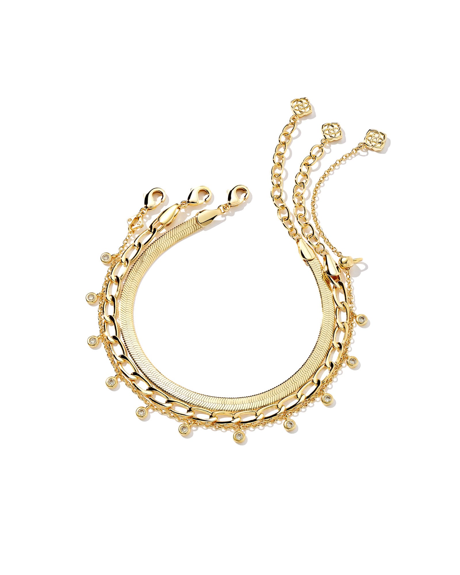 Gold Three's a Party Triple Chain Bracelet