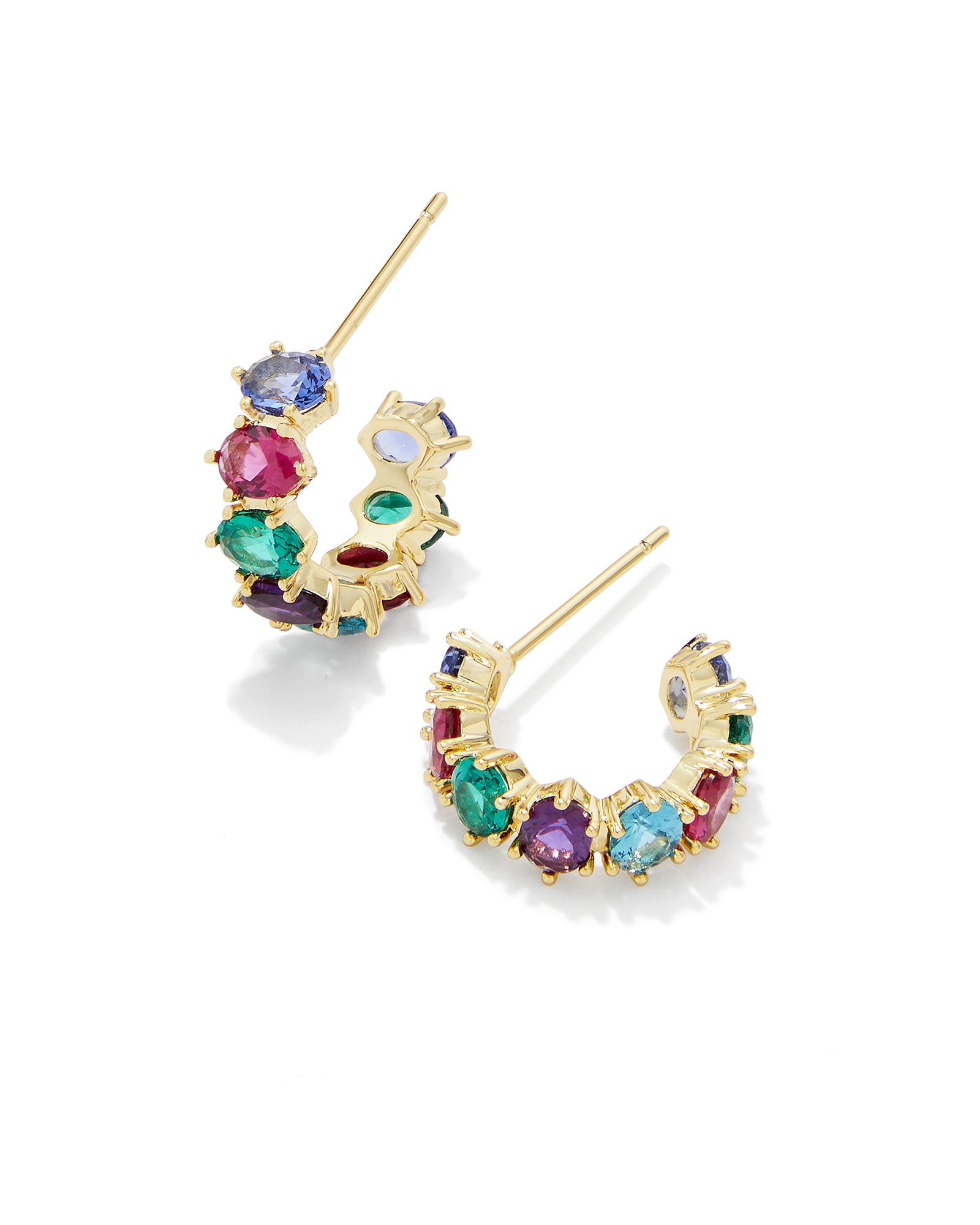 Cailin Gold Crystal Huggie Earrings in Multi Mix