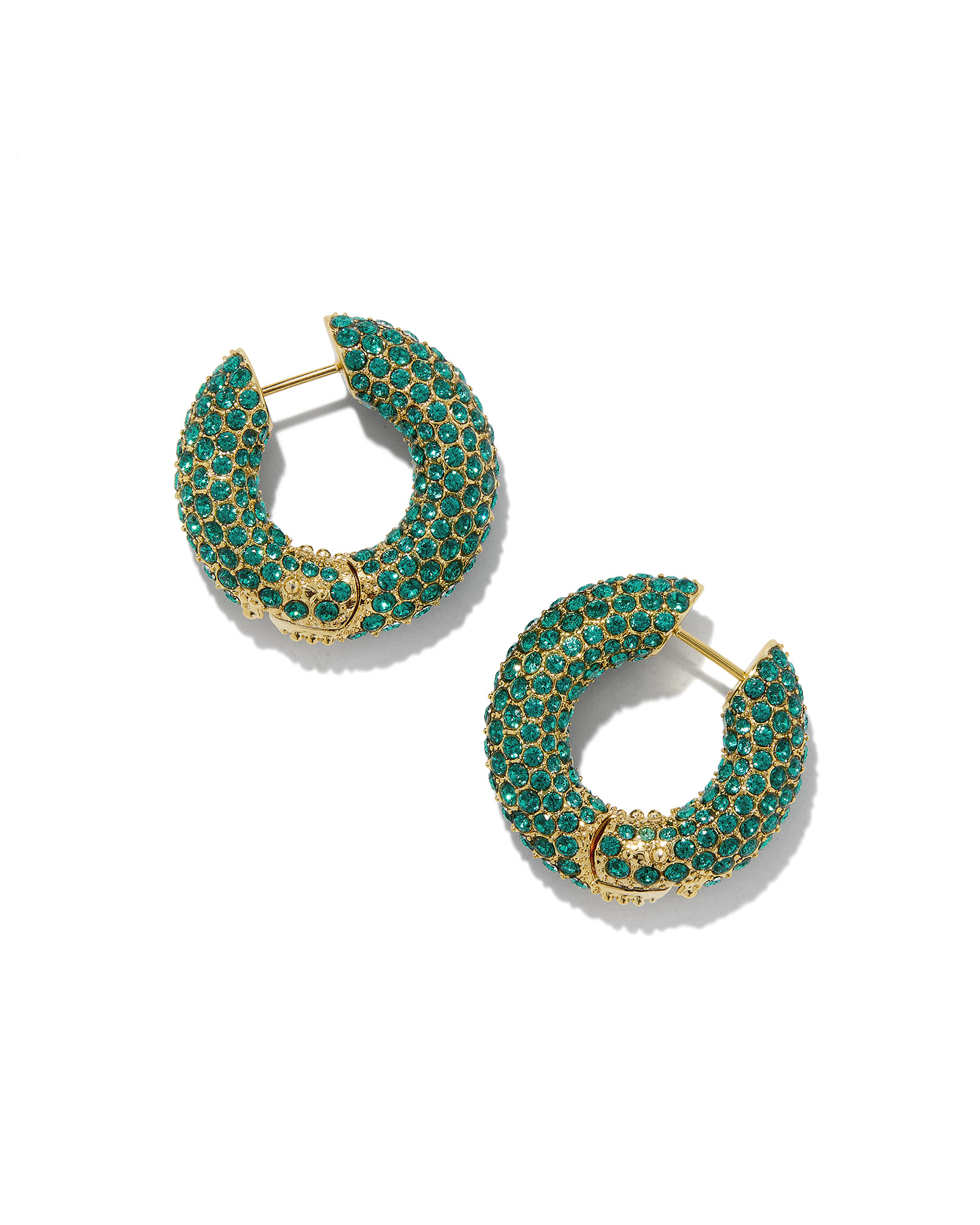 Mikki Gold Pave Hoop Earrings in Green Crystal | Kendra Scott