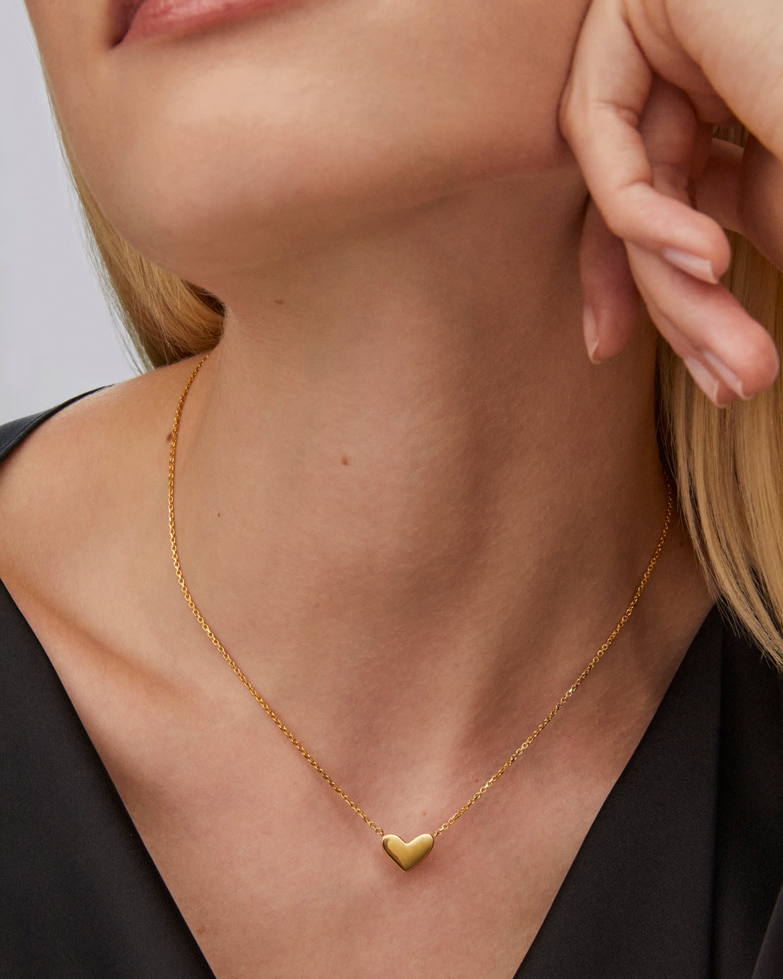 Thin Gold Heart Necklace Delicate Solid Gold Necklace Heart Signal