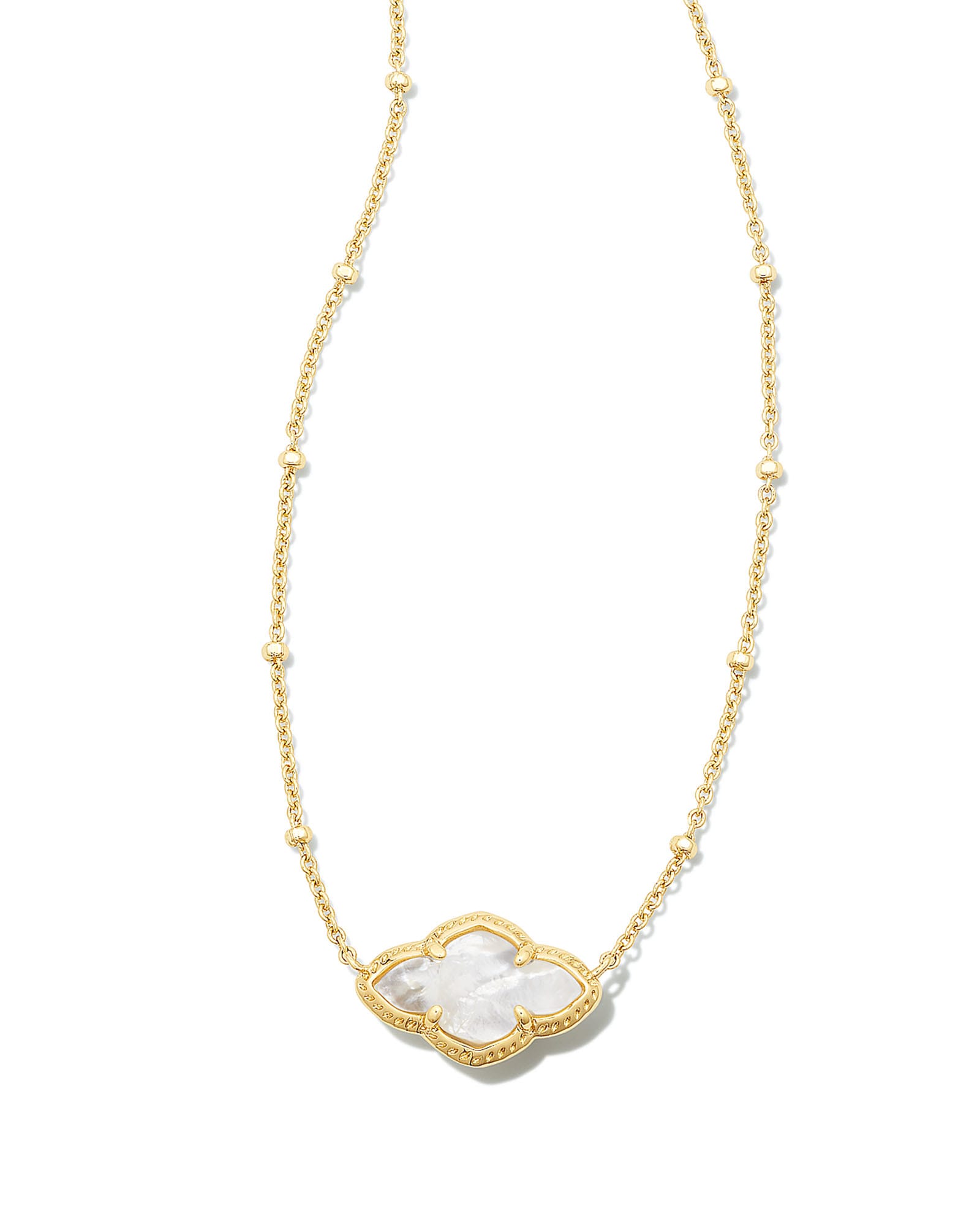 Abbie Gold Pendant Necklace in Ivory Mother-of-Pearl