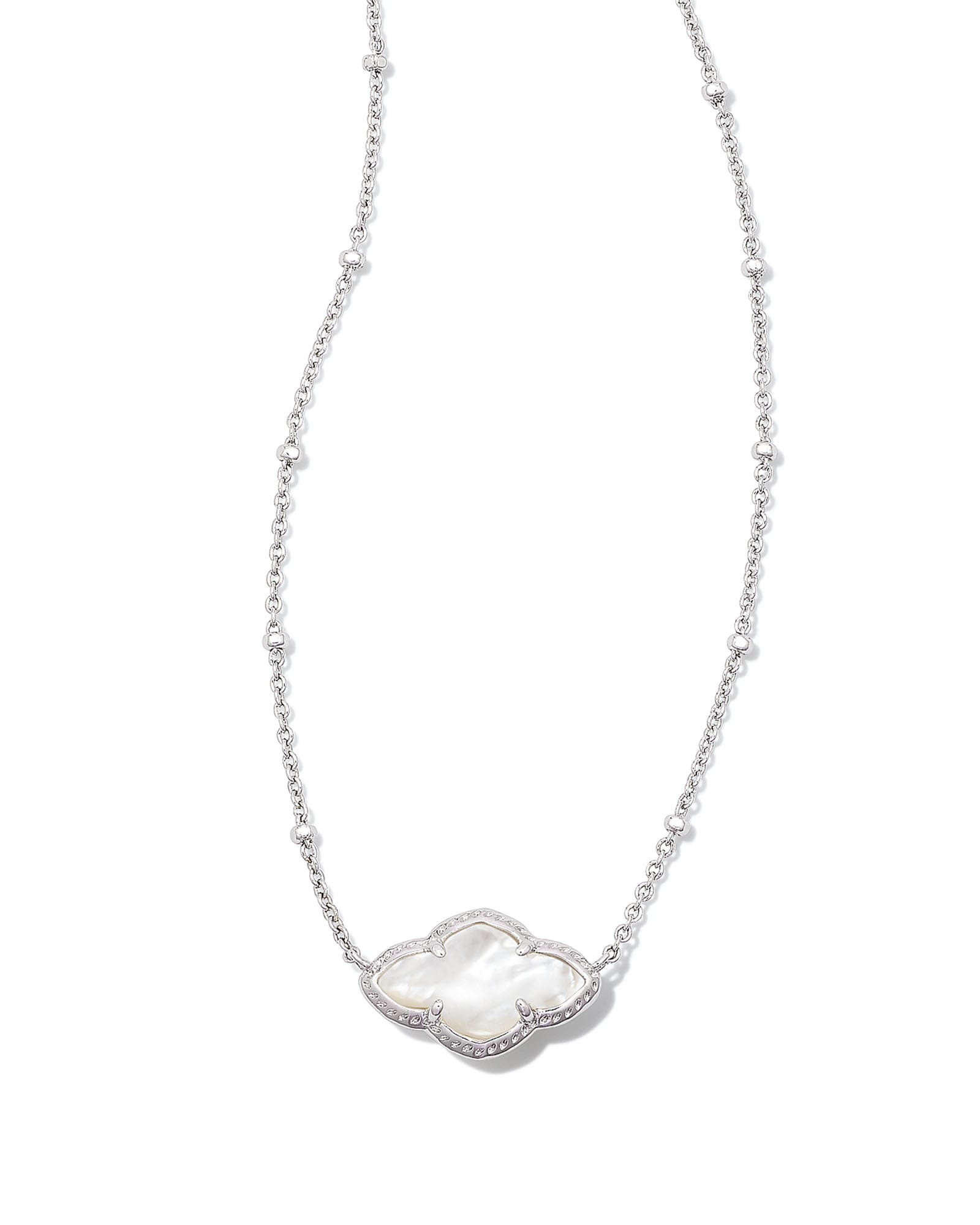 Abbie Silver Pendant Necklace in Ivory Mother-of-Pearl