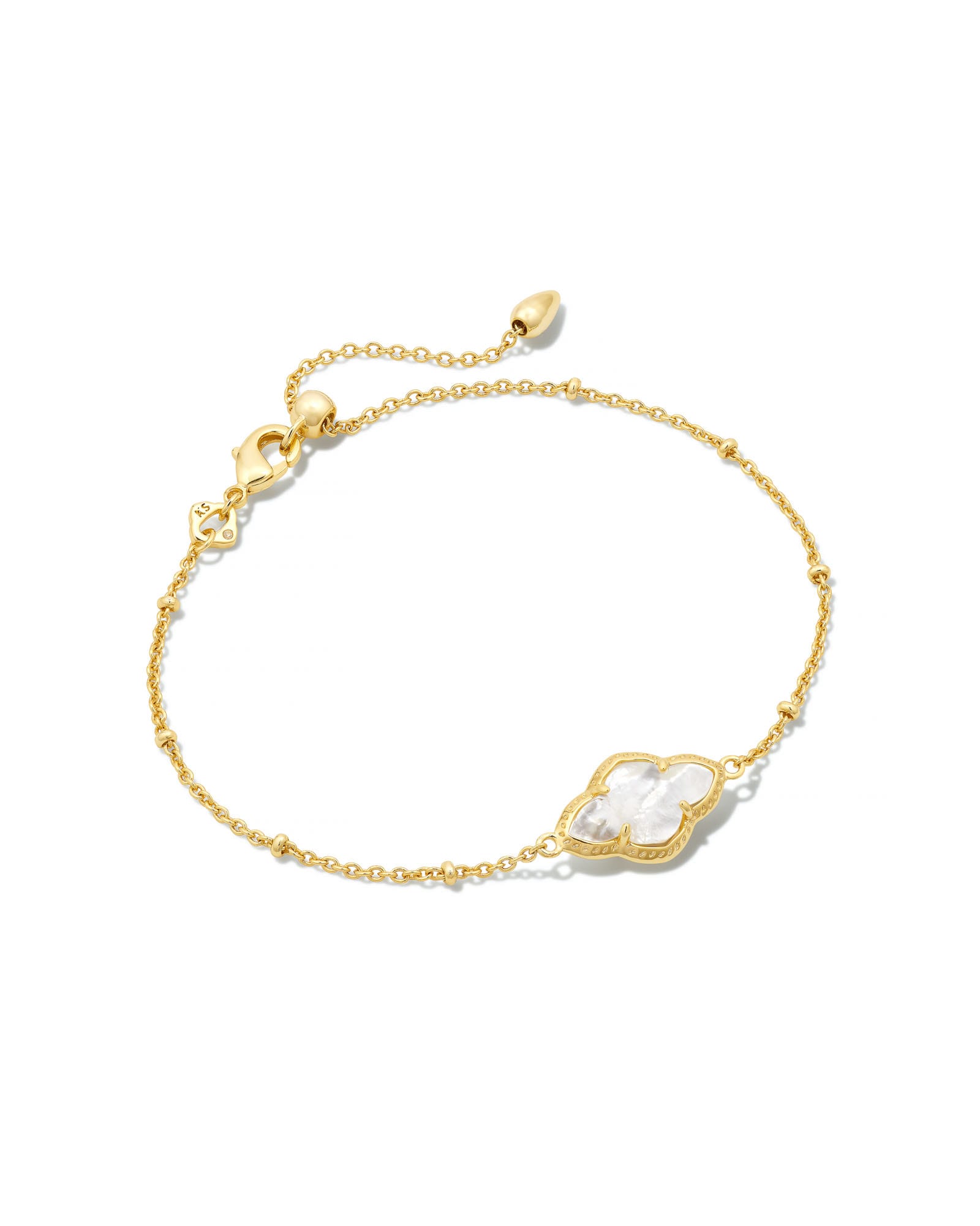 Abbie Gold Satellite Chain Bracelet in Ivory Mother-of-Pearl