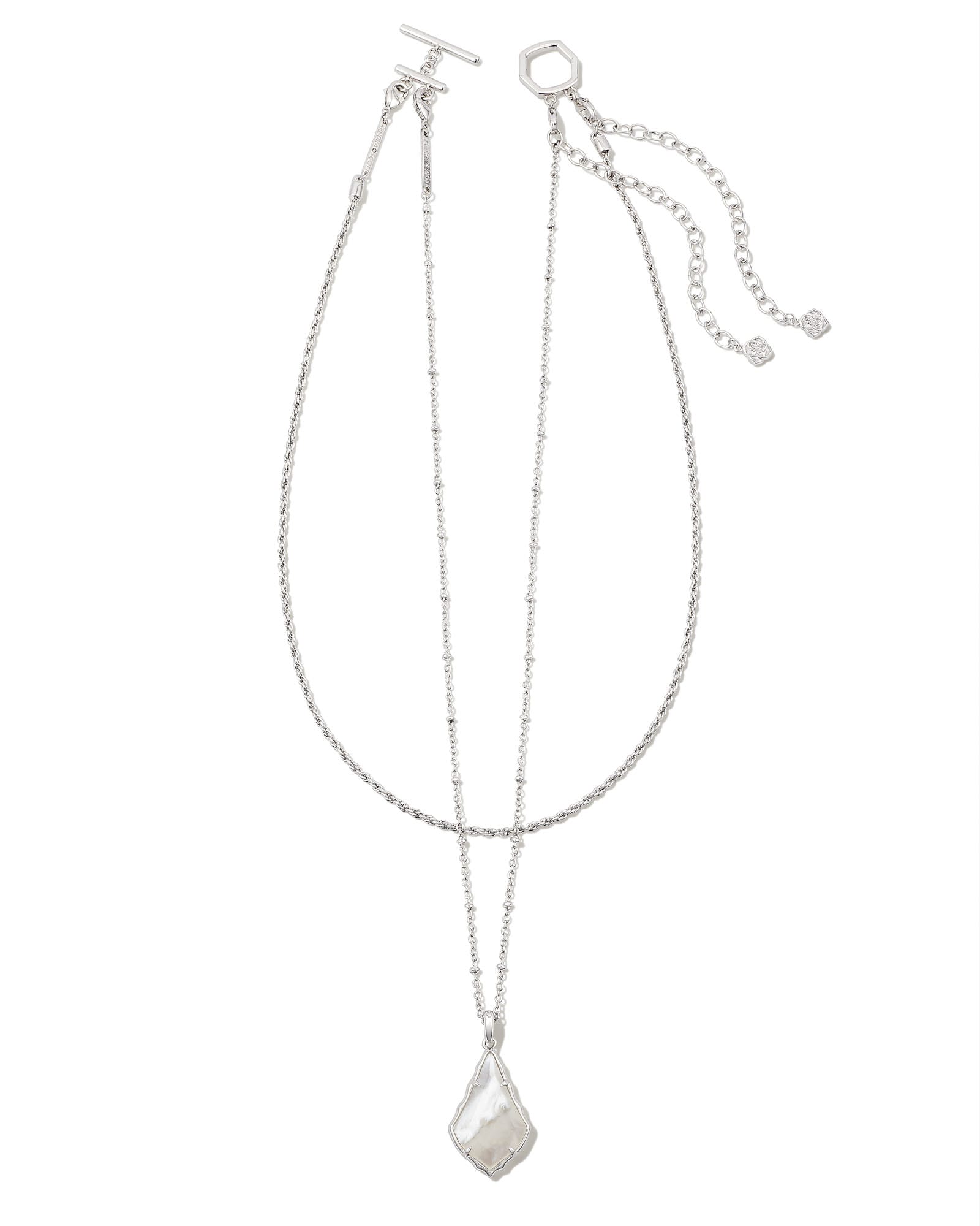 Faceted Alex Silver Convertible Necklace in Ivory Illusion